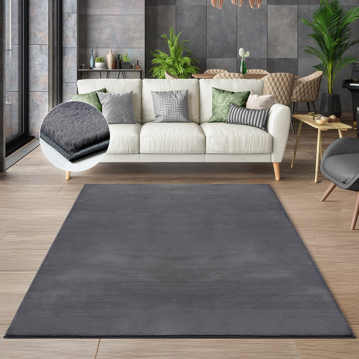 the carpet Teppich Cosy, rechteckig, Höhe: 11 mm, Wohnzimmer Teppich Fell-Optik waschbar elegant