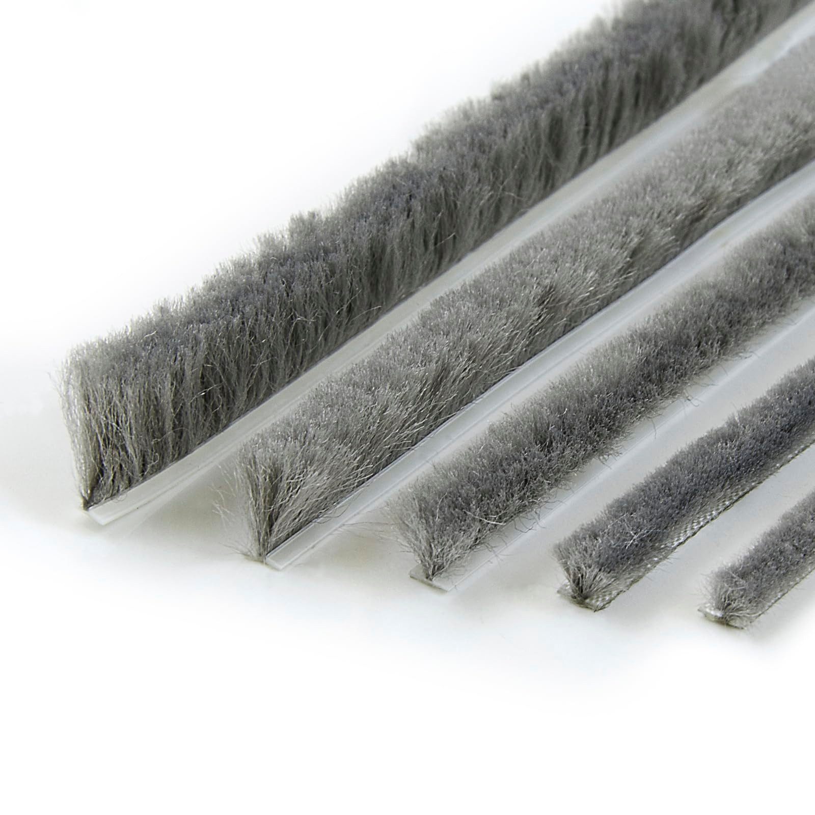 DQ-PP Türbodendichtung DQ-PP Bürstendichtung GRAU, 5m, 6,9mm x 6-22mm, Winddicht, Türbürste, L: 0,6 cm, Dichtungsbürste für Türen selbstklebend, Insektenschutz, Bürstenleiste