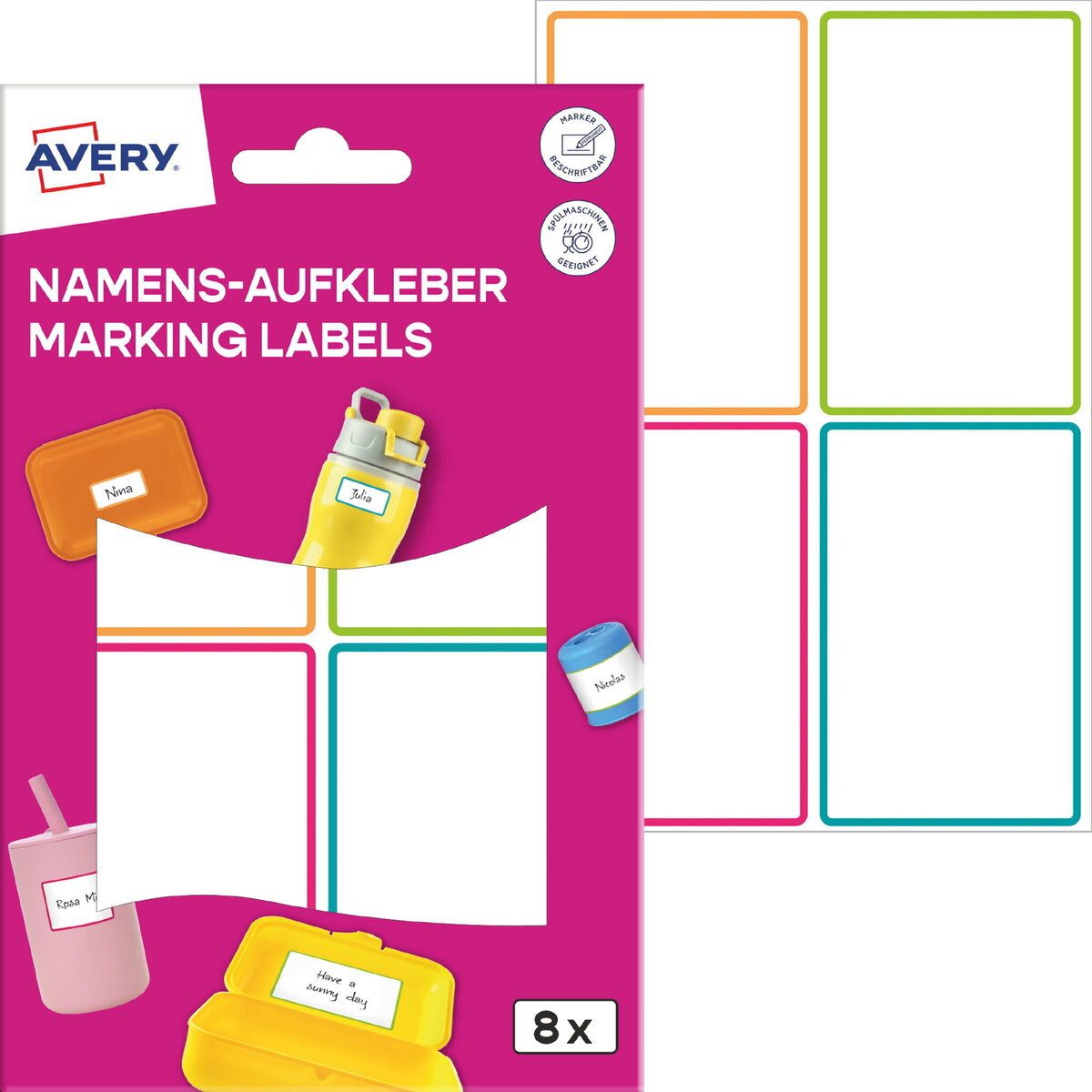 Avery Zweckform Etiketten Namensaufkleber Folie 46x68mm 2 Bogen