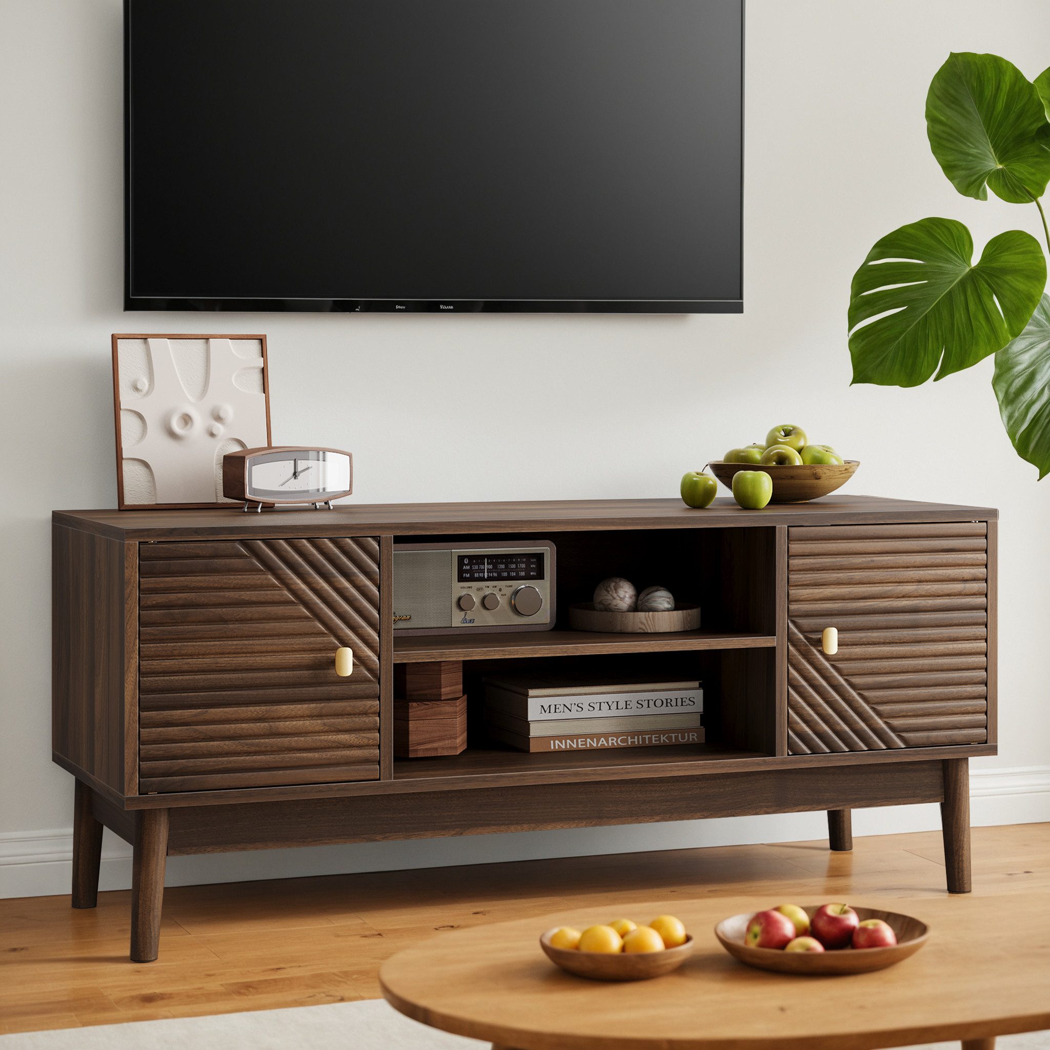 OKWISH TV-Schrank TV-Ständer,Entertainment-Center mit Stauraum (110 cm TV-S günstig online kaufen