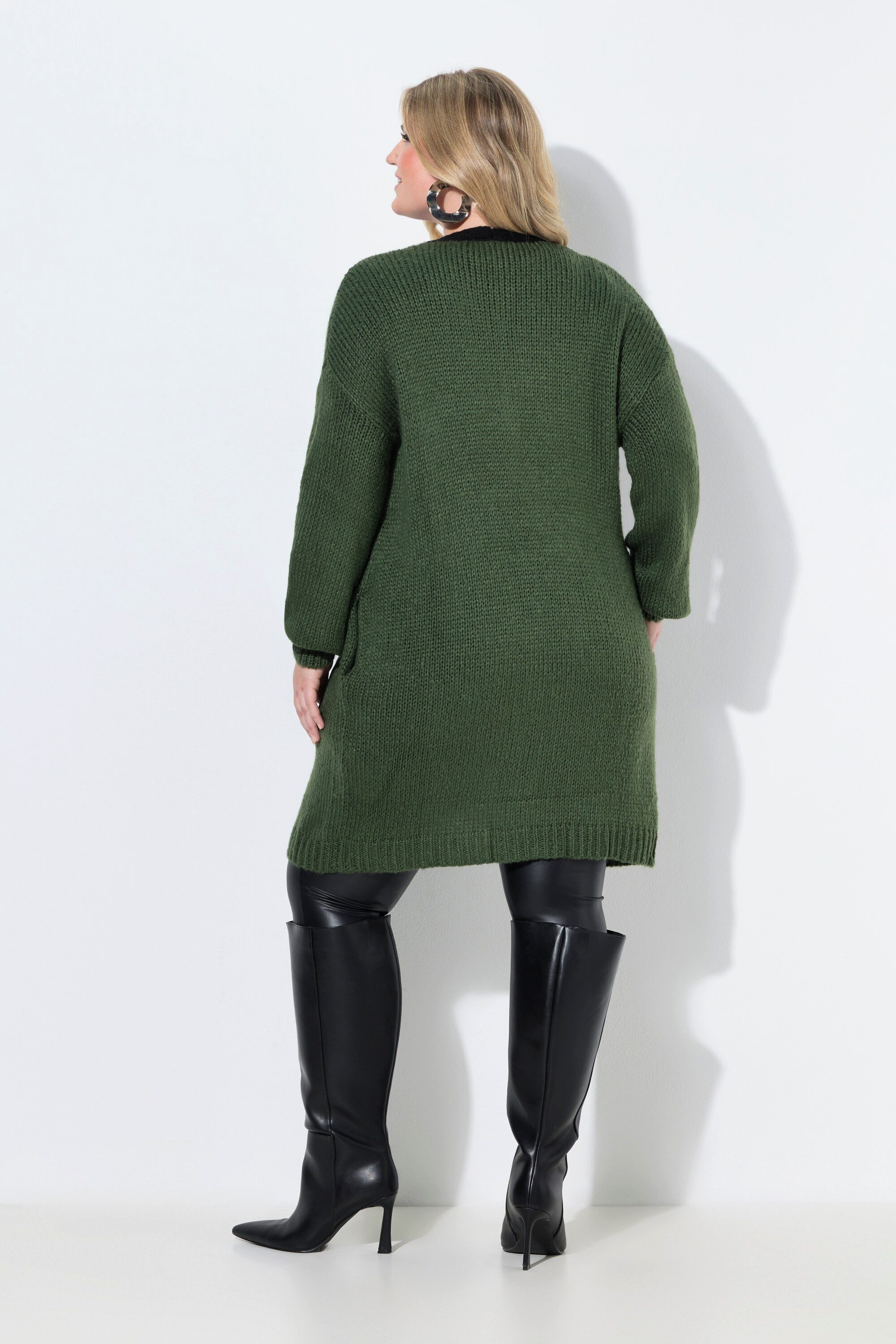 MIAMODA Strickjacke Long-Strickjacke Straight Fit Blumen-Stickereien – Bild 3 von 3