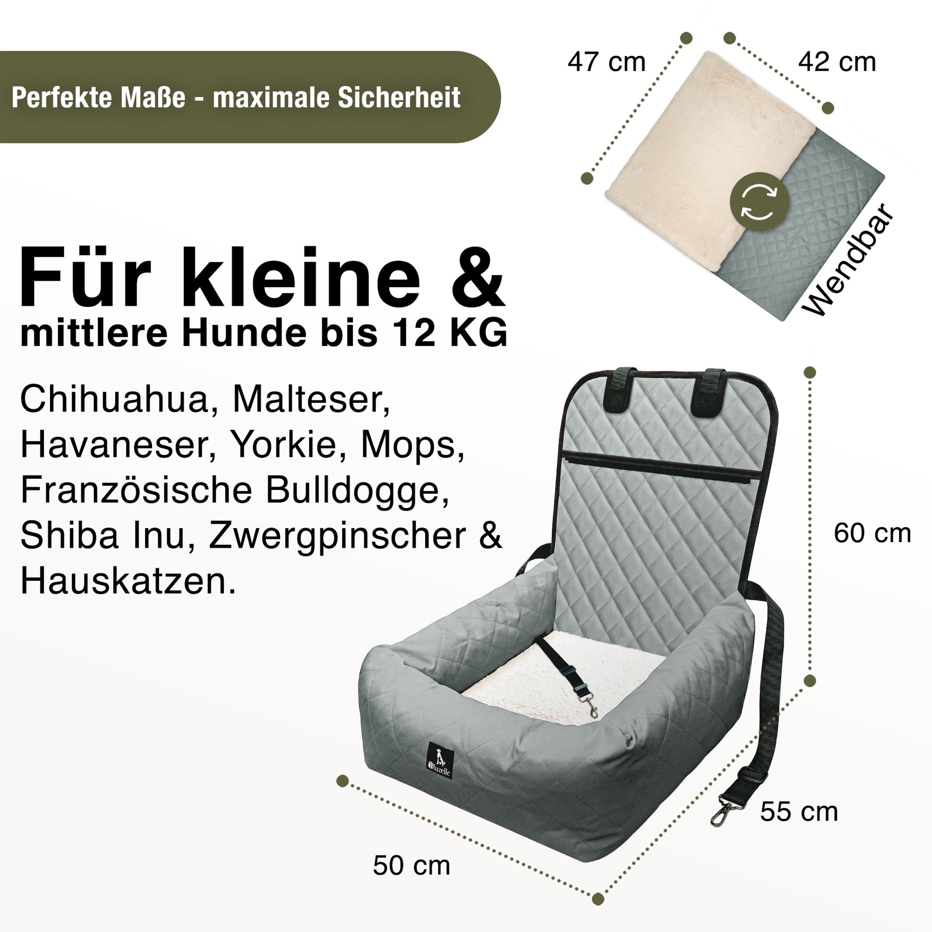 Bluzelle Hunde-Autositz Premium Hunde Autositz, 2-in-1 Hundebett, Haustier Auto Transport-Sitz, Wasserfester Oxford Stoff, Reise Hundesitz für Kleine & Mittlere – Bild 3 von 5