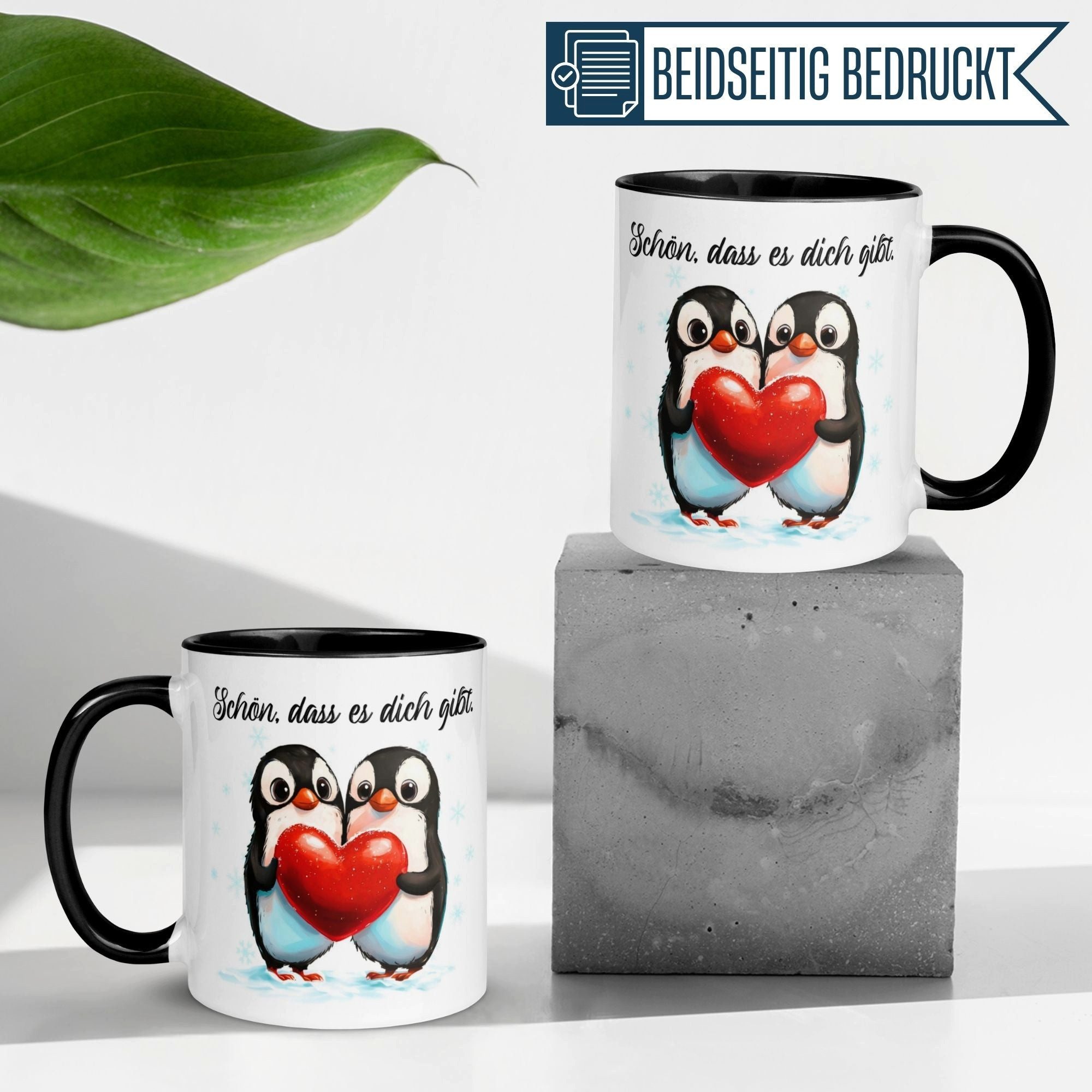 Momentals Tasse Danke – „Pinguin - Schön dass du da bist“ – Dankeschön Geschenke, Gratis Versand · Links-&Rechtshänder · Spülmaschinenfest