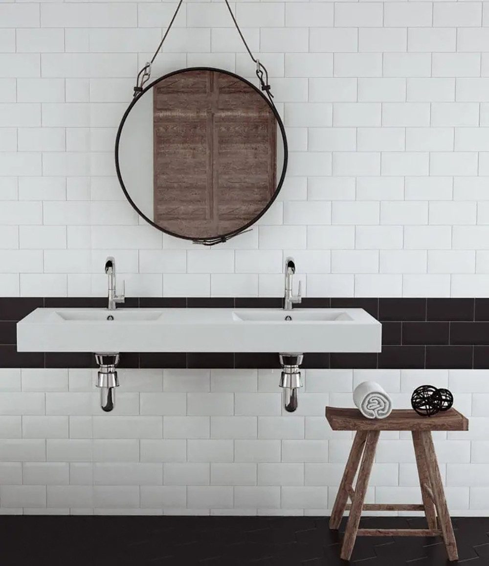 Henneke Doppelwaschtisch Corian® mit Becken Refresh geschwungen, Fugenlos aus Mineralwerkstoff