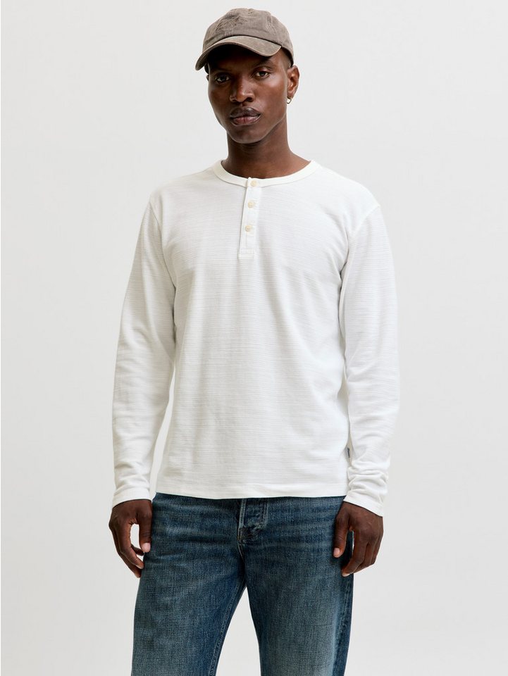 Jack & Jones Langarmshirt JPRBLUAARON LS HENLEY TEE Baumwollmischung