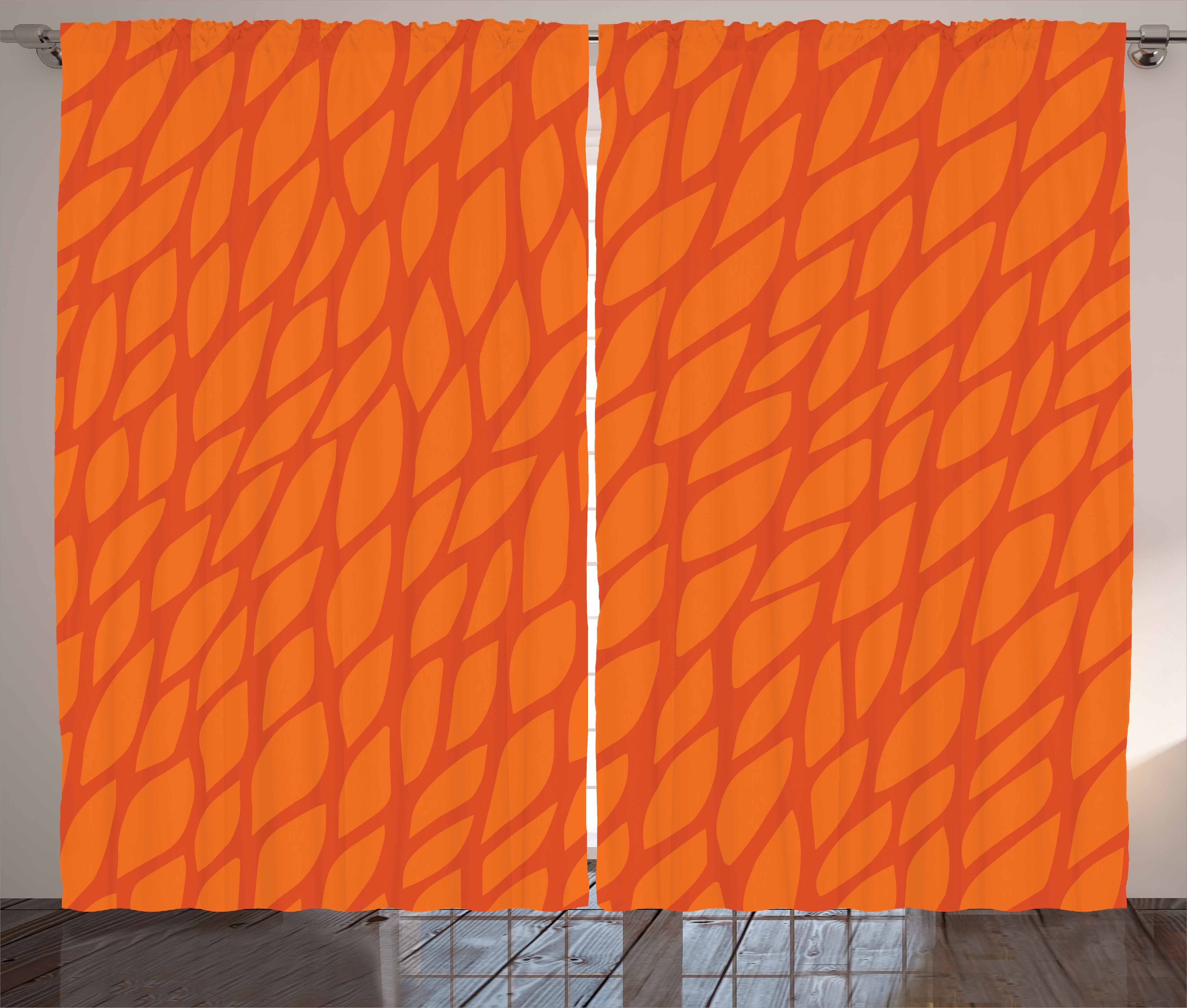 Vorhang mit Haken, Gardine Burnt Kräuselband Zusammenfassung Schlaufen Schlafzimmer Laub orange Abakuhaus, und