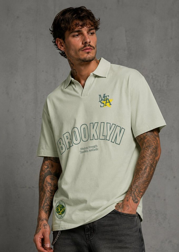 SUBLEVEL T-Shirt Herren Shirt Logo Print schwere Qualität mit Polokragen Baumwolle, super soft, unifarben, Robuster Stoff
