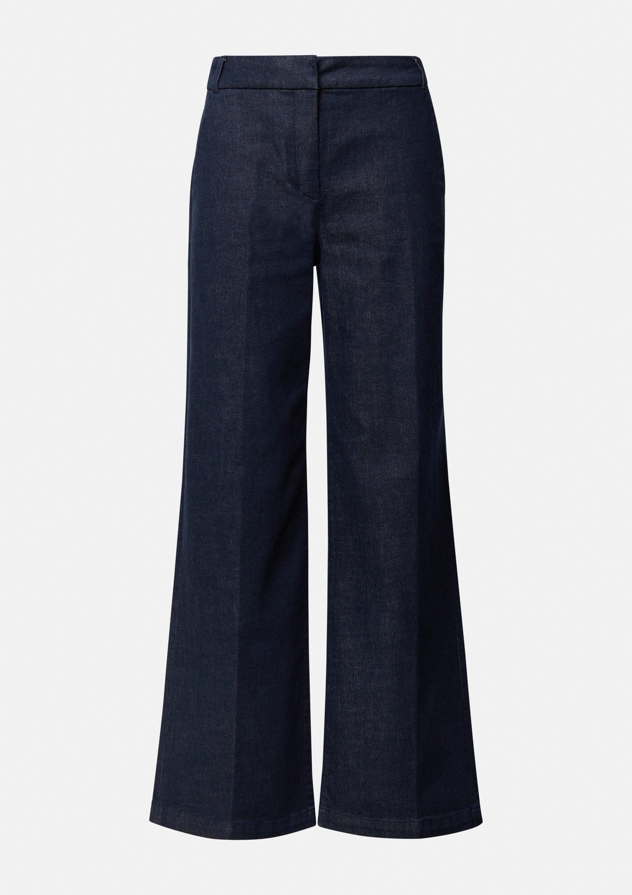 comma Regular-fit-Jeans Jeans-Hose Cleane Dark Denim mit weitem Bein