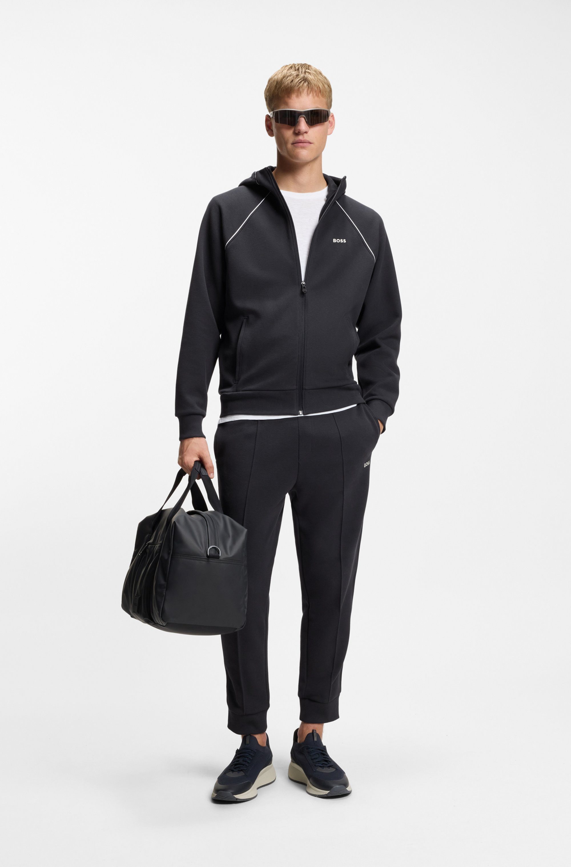 BOSS GREEN Sweatjacke mit Kapuze, Regular Fit, Eingrifftaschen