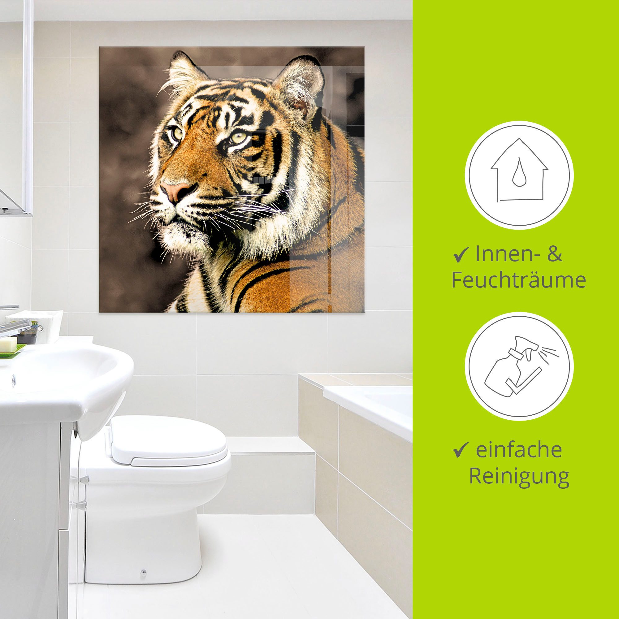 Artland Glasbild Tiger_sepia, Wildtiere (1 St), in verschiedenen Größen