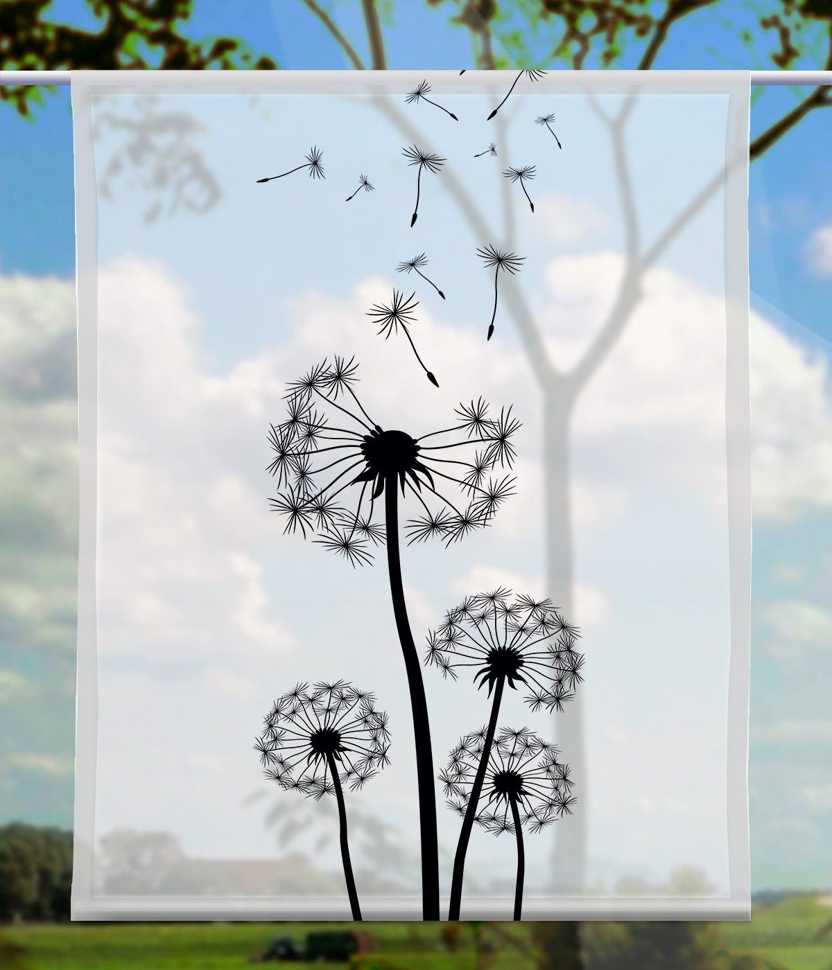 gardinen-for-life Scheibengardine Dandelion black – Pusteblume günstig online kaufen