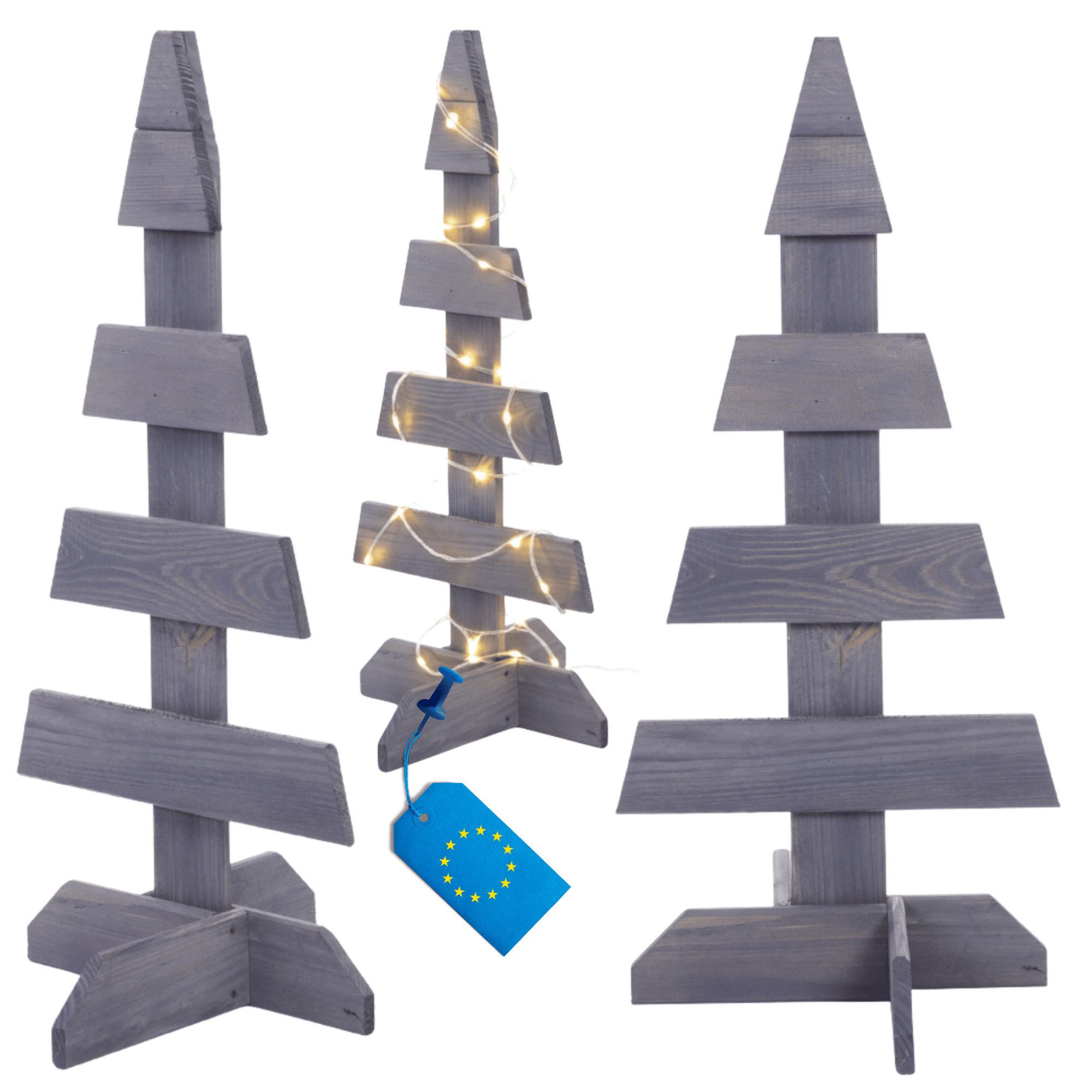 Modo24 Künstlicher Weihnachtsbaum Deko Tannenbaum aus Kiefernholz, in verschiedenen Größen & Farben, Moderne & Klassische, für Innen & Außen, Handgefertigt, 2D & 3D Design