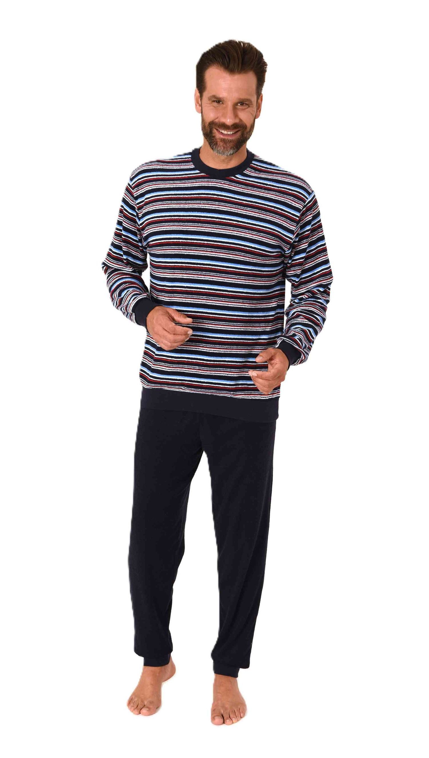 Normann Pyjama Herren langarm Frottee Schlafanzug günstig online kaufen