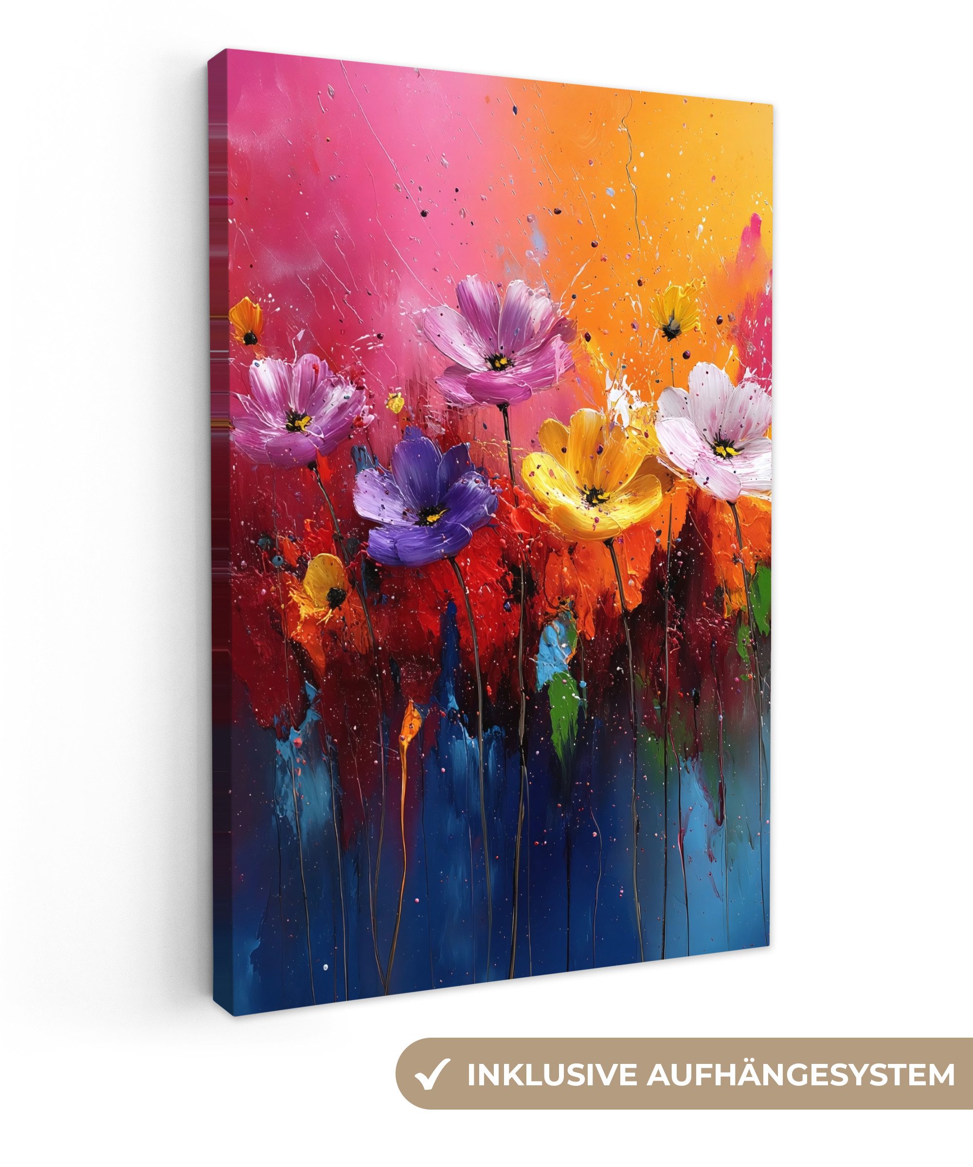 Leinwandbild Fantasie-Blumen - Malen - Verspielt