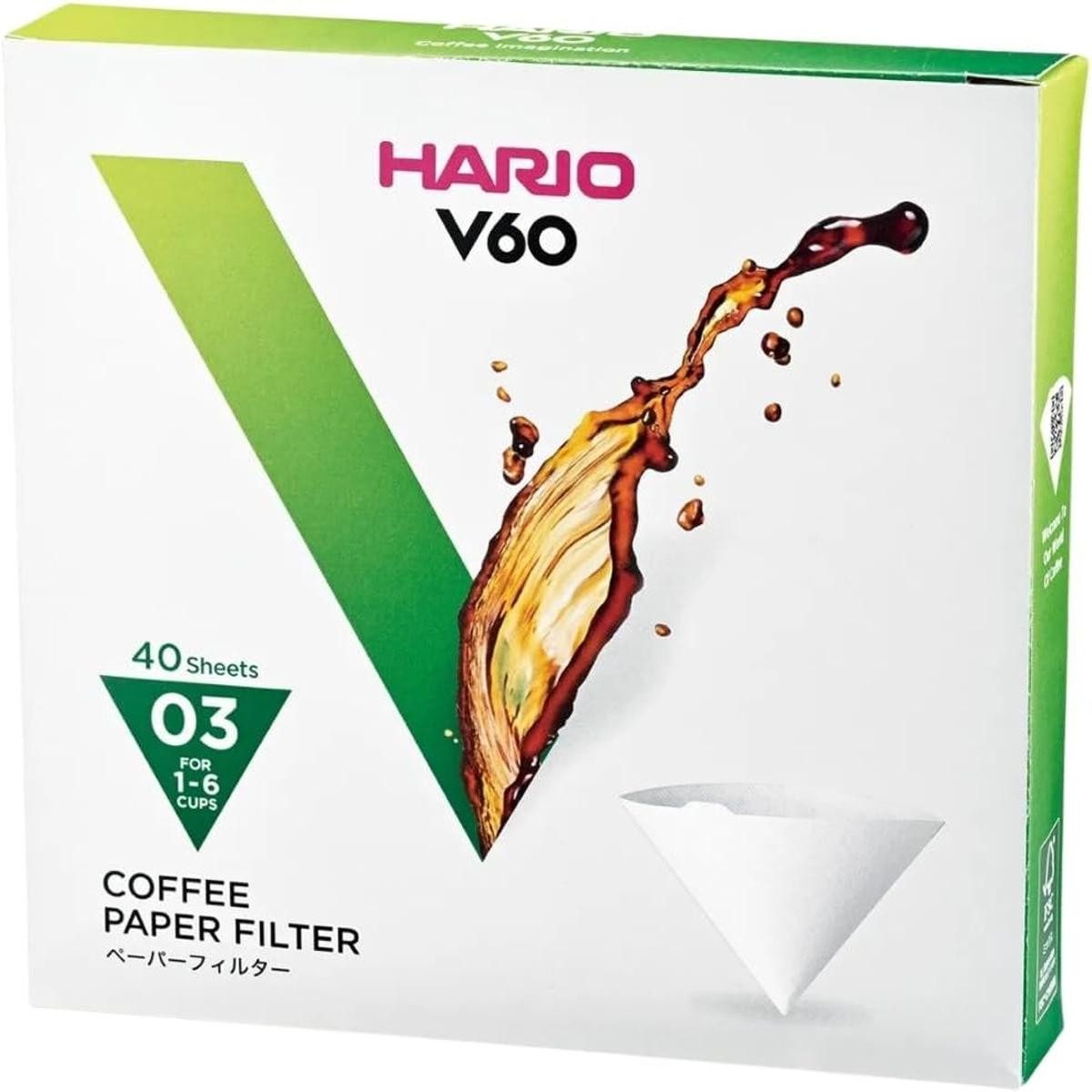 Hario Papierfilter Hario VCF-01 100M Papierfilter,weiß, Größe 03-40 Stück Kaffeefilter