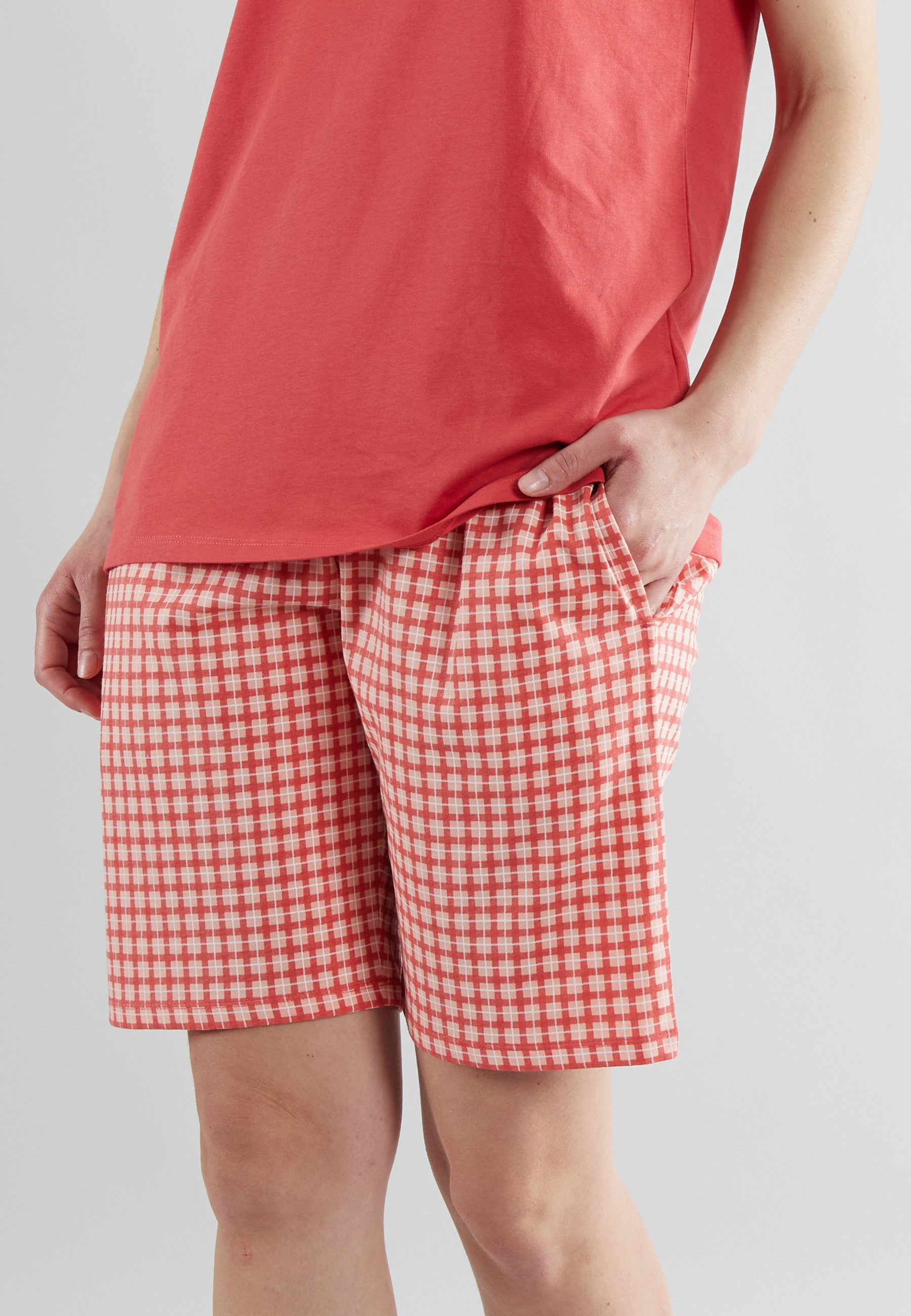 GÖTZBURG Shorty GÖTZBURG Damen Shorty rot kariert (1 tlg)