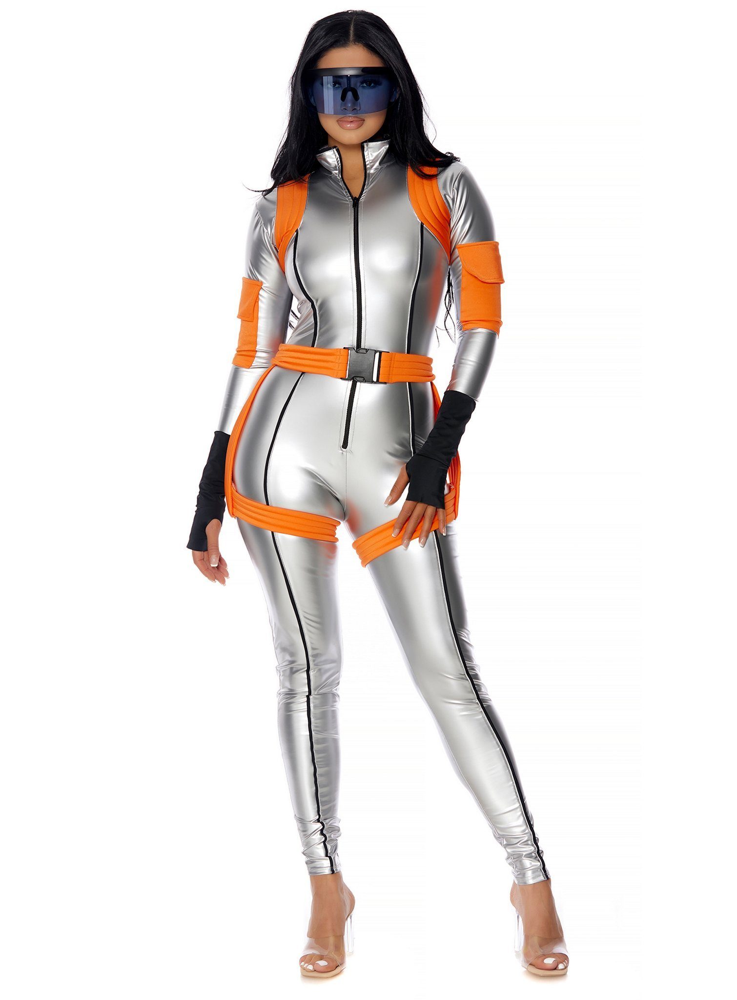 Forplay Kostüm Sexy Silver Spacesuit Kostüm, Die Zukunft wird hauteng: futuristischer Jumpsuit from outta space