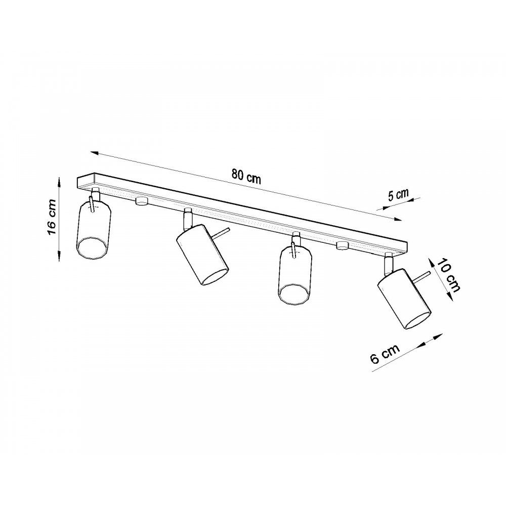 Deckenlampe 4L ca. 80x6x16 RING SOLLUX cm Deckenleuchte GU10, weiß, 4x Deckenleuchte lighting