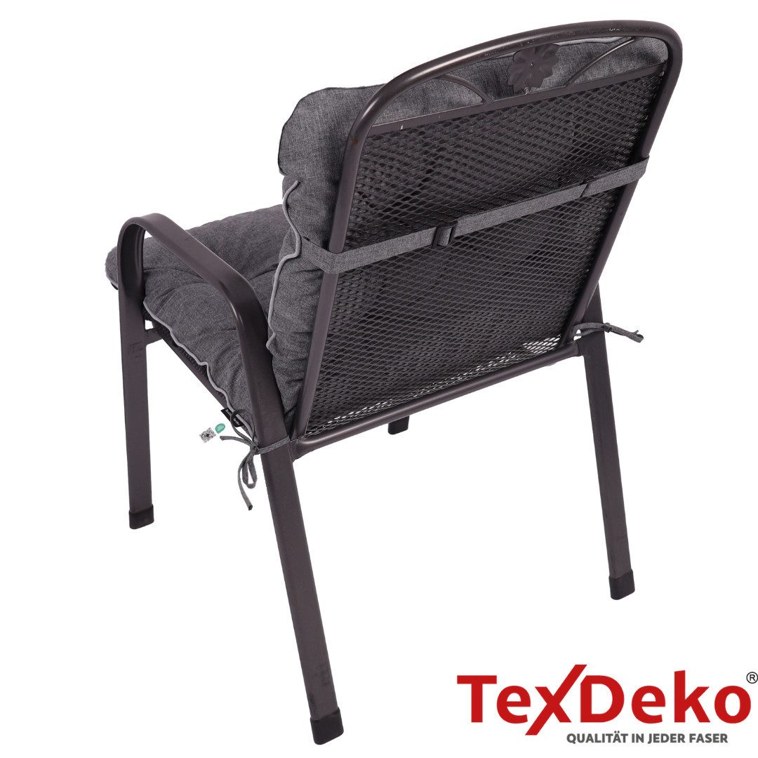 TexDeko Sitzauflage Ecolen Niedriglehner 40 x 40 x 40cm - gesteppte Gartenstuhl-Auflage, (1× Gartenstuhl-Auflage (80 × 40cm), UV-Beständig, Wasserabweisend mit Anti-Rutsch Boden