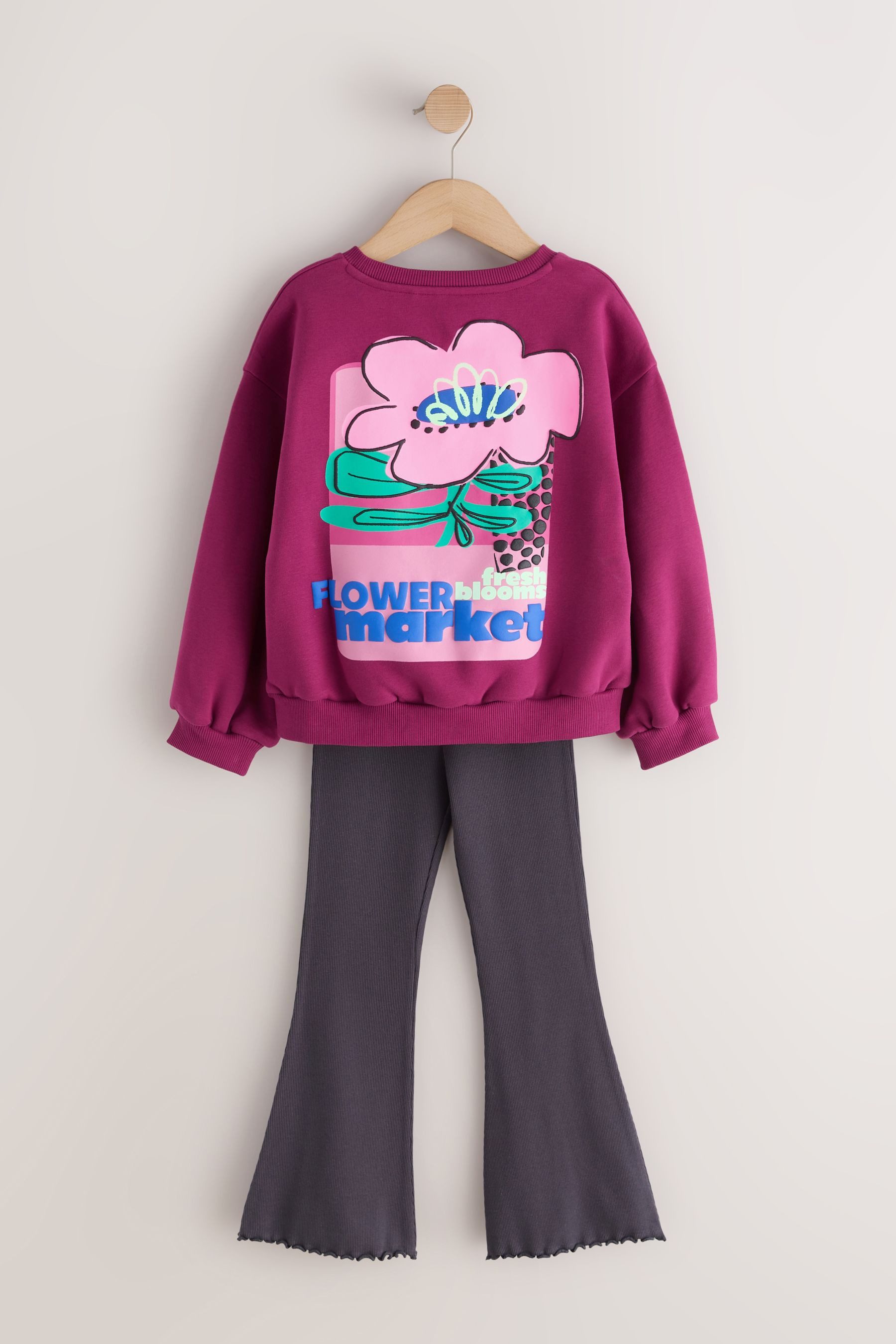 Next Top & Leggings Sweatshirt und ausgestellte Leggings im Set (2-tlg) – Bild 2 von 5