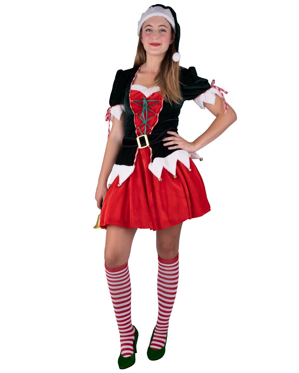 Funny Fashion Kostüm Weihnachtselfen Wichtel Kostüm 'Christina' für Dam
