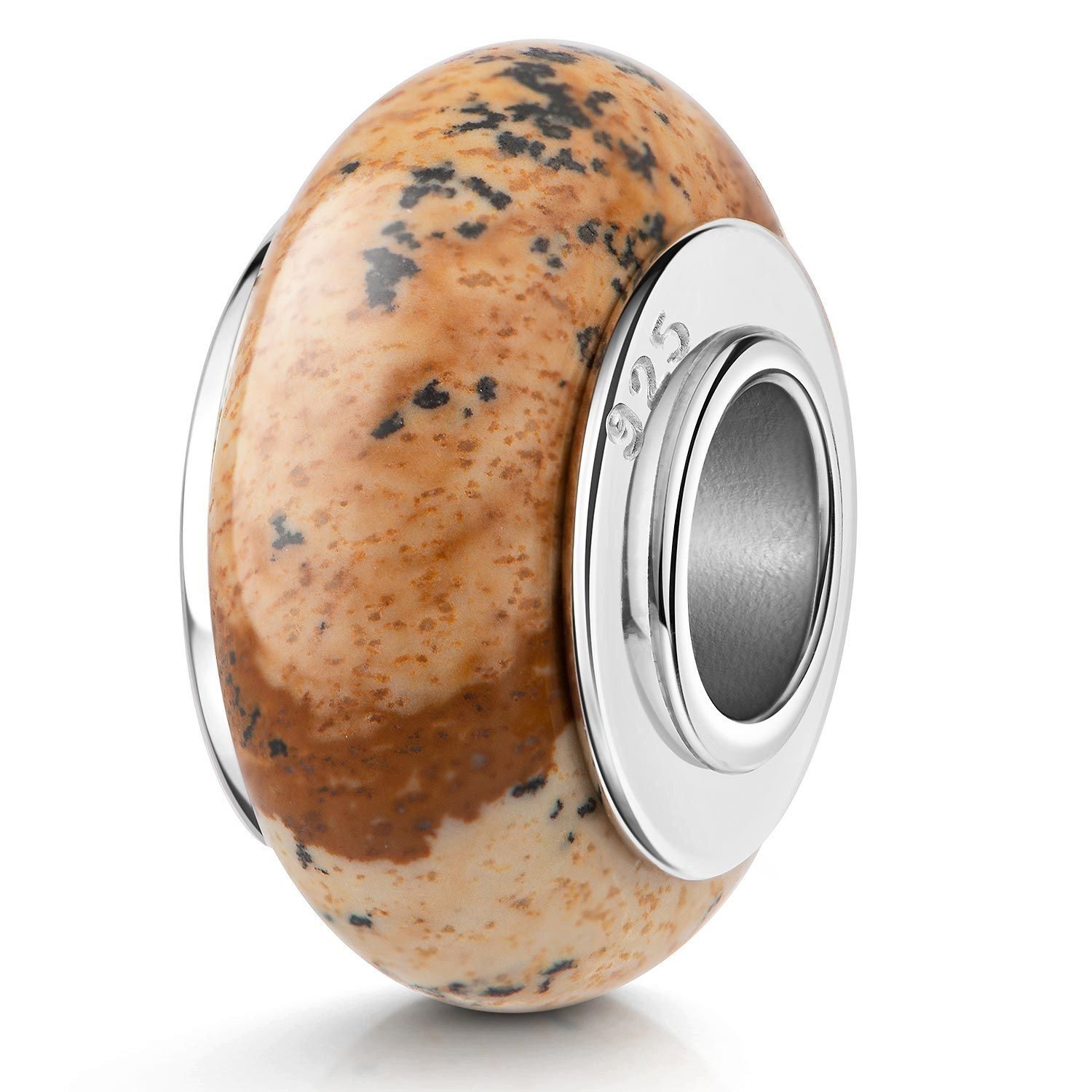Bead Naturstein Landschaftsachat Braun Beige 330
