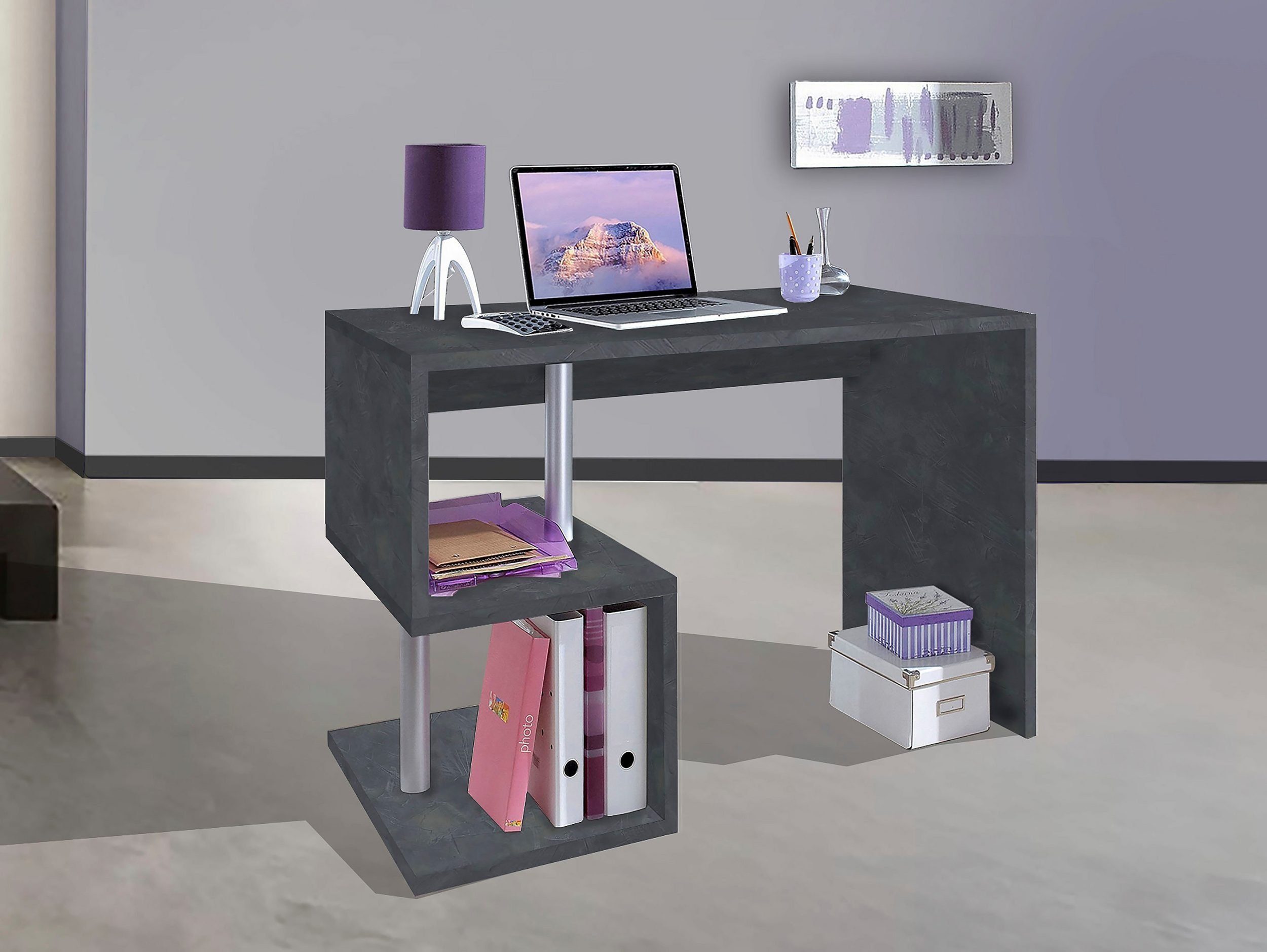 Schreibtisch in einem (BxHxT: Angolo cm), 100x77,5x50 Esse mit Schiefer Einlegeboden möbelando