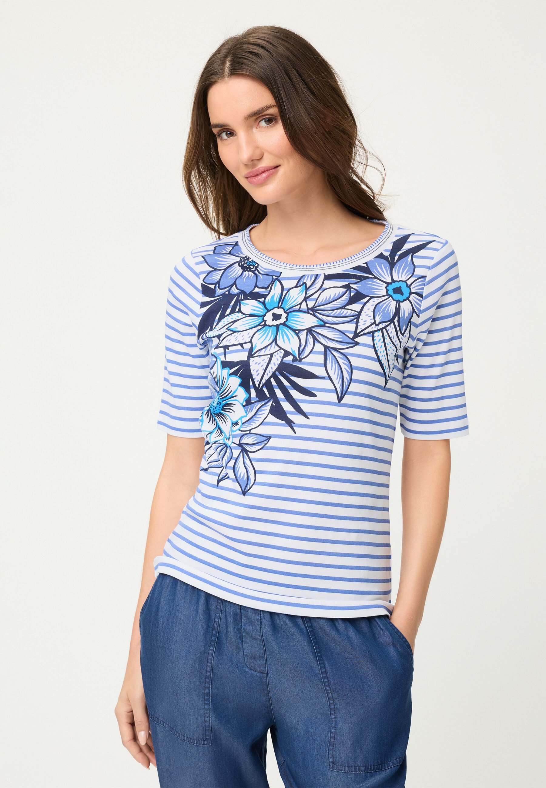 T-Shirt Shirt mit dekorativem Streifendruck