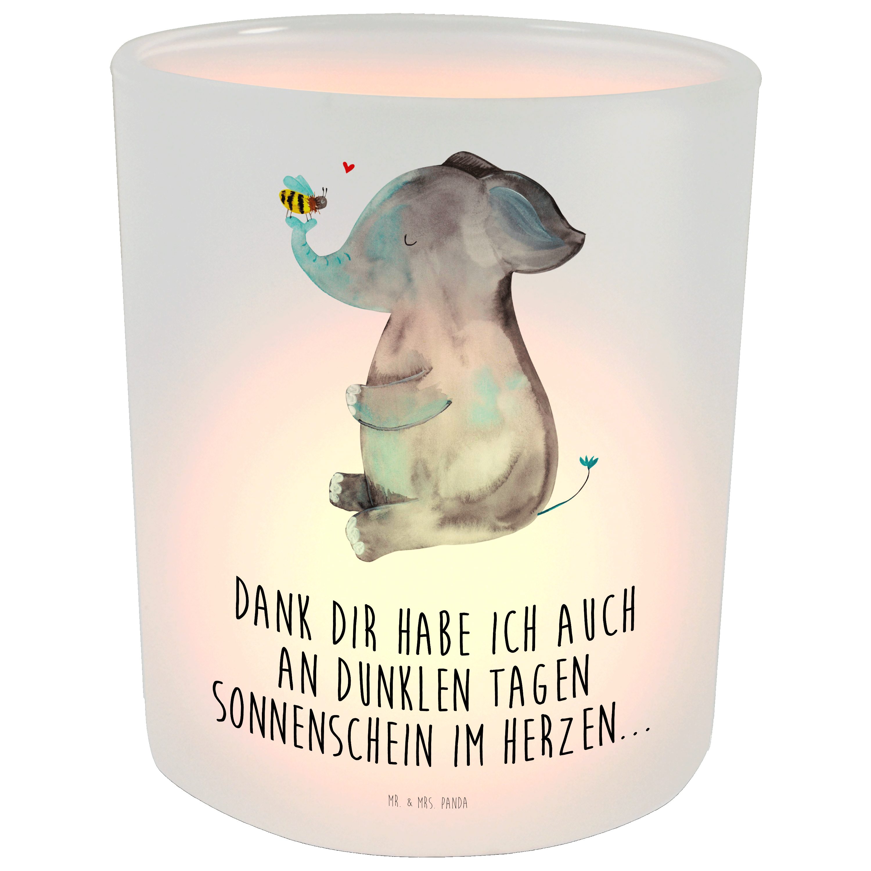 Windlicht Elefant Biene - Transparent - Geschenk, lustige Sprüche, Kerzenglas
