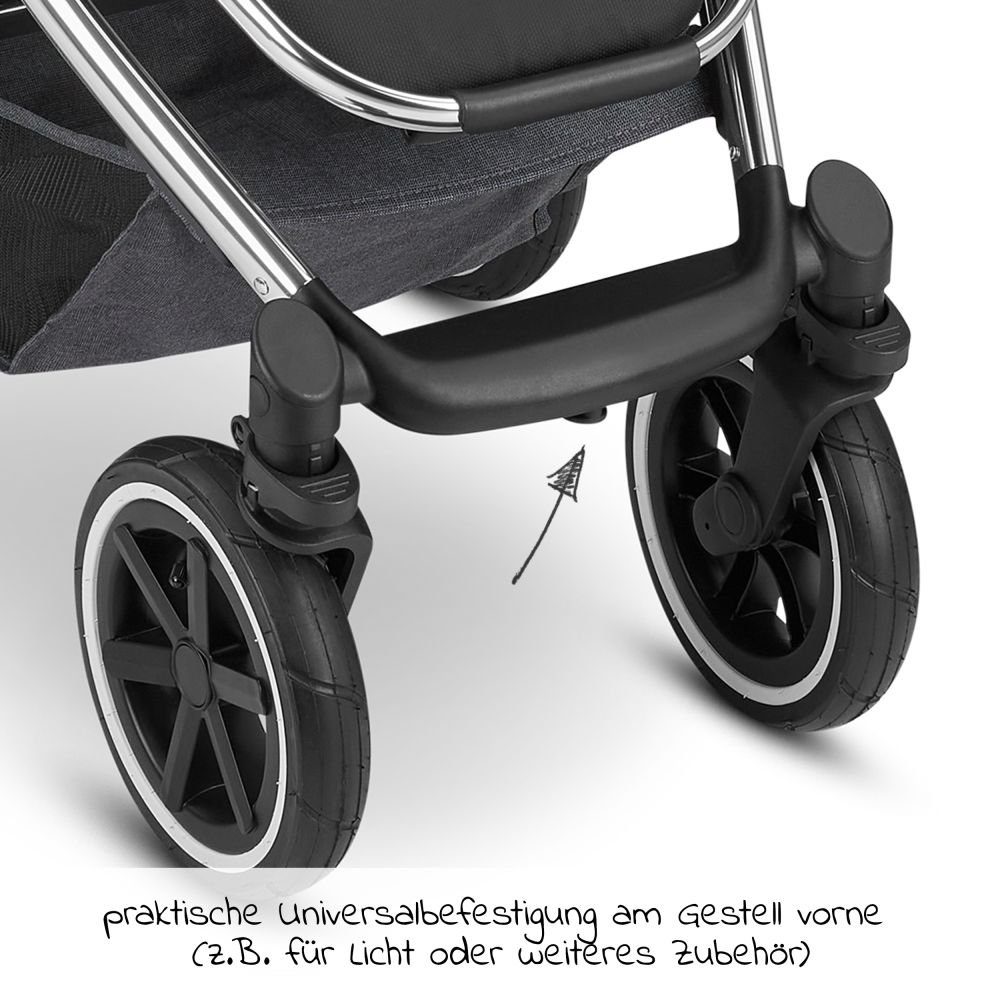 Kombi-Kinderwagen Salsa Design ABC mit 4 Babywanne, Air Set Asphalt, Sportsitz, Regenschutz Kinderwagen 2in1 - Buggy