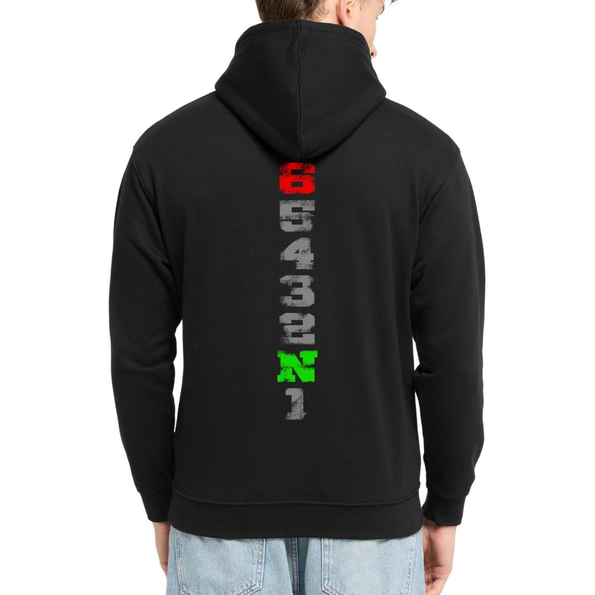 Spreadshirt Hoodie Motorrad Schaltung 1N23456 Geschenkidee für Motorradfahrer Unisex Hood (1-tlg)