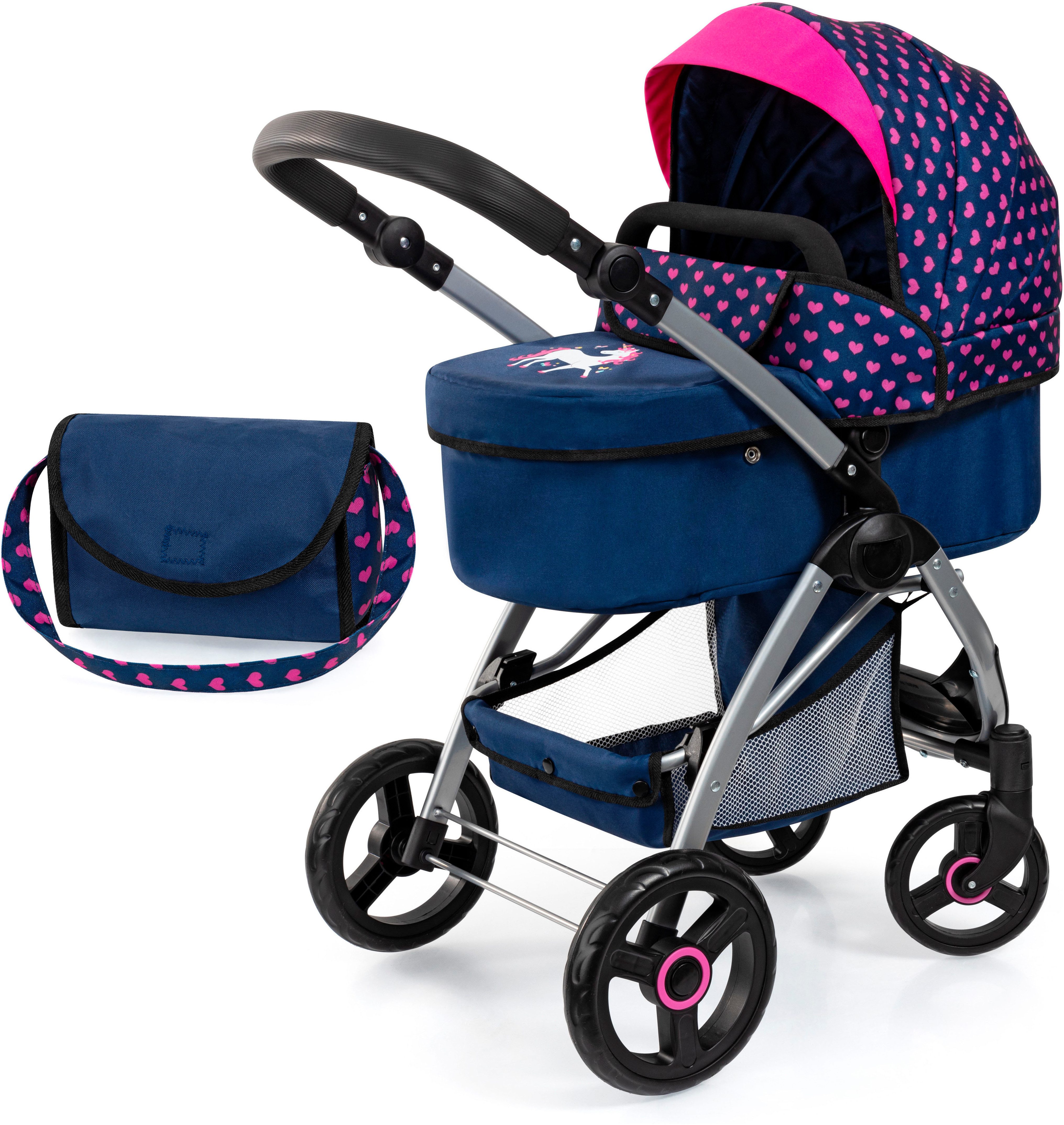 Bayer Kombi-Puppenwagen City Max blau, mit Wickeltasche günstig online kaufen