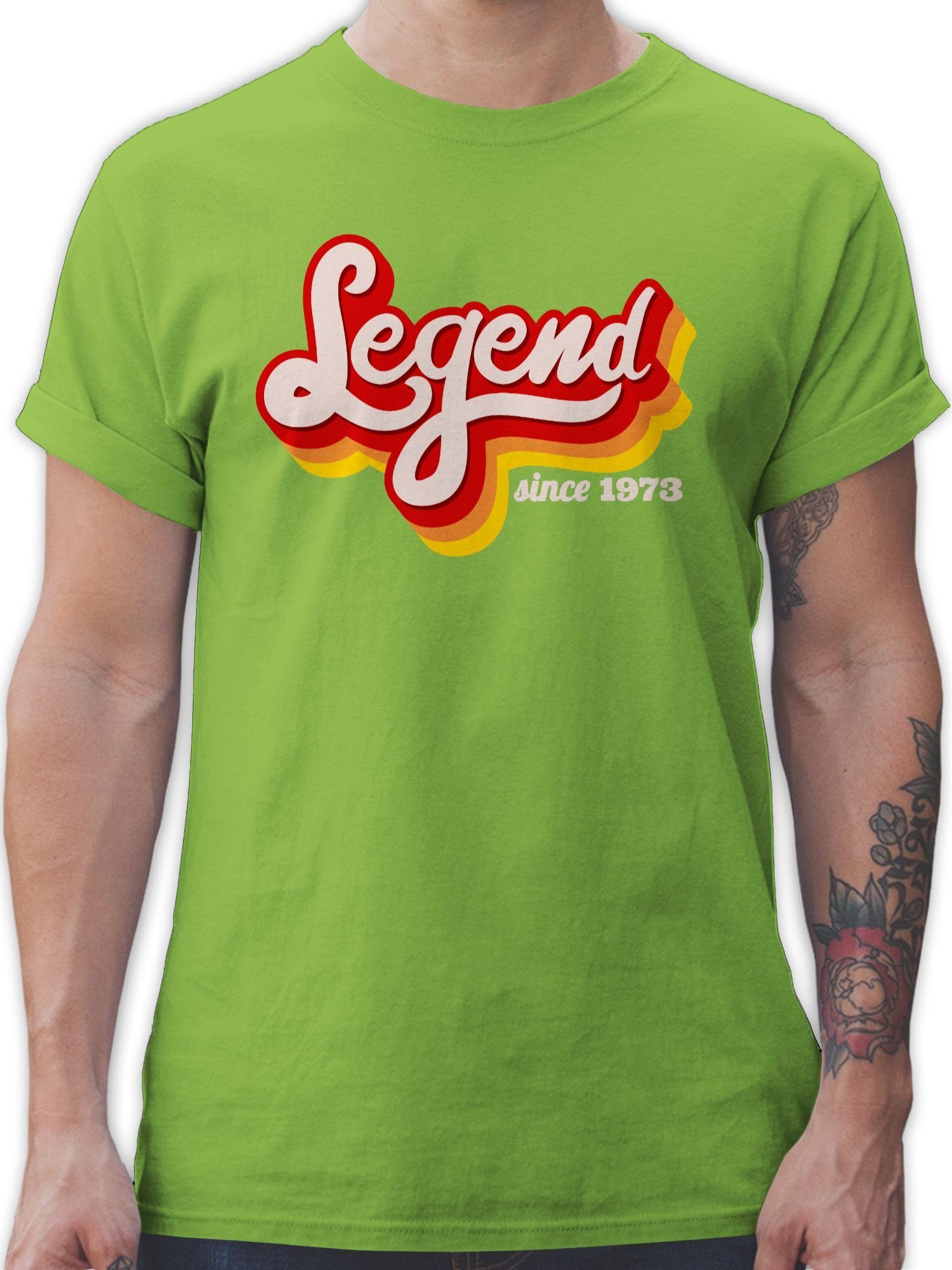 Shirtracer T-Shirt Legend 3 Retro Hellgrün 1973 Geburtstag since Fünfzig 50