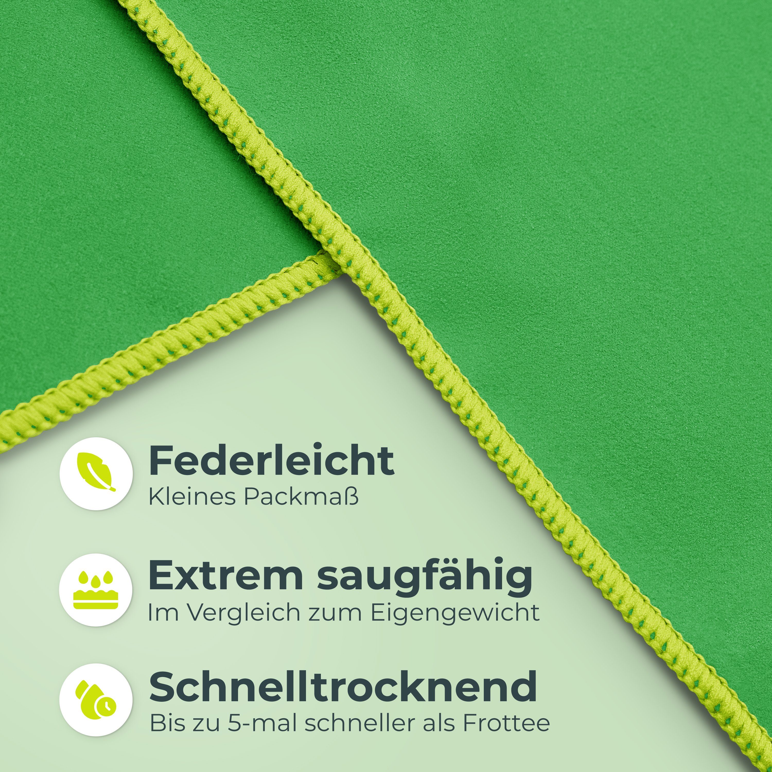NirvanaShape Reisehandtuch Mikrofaser Handtücher Set, Badehandtuch, Reisehandtuch, Strandtuch, Ecktasche mit Reißverschluss, saugfähig, leicht, schnelltrocknend