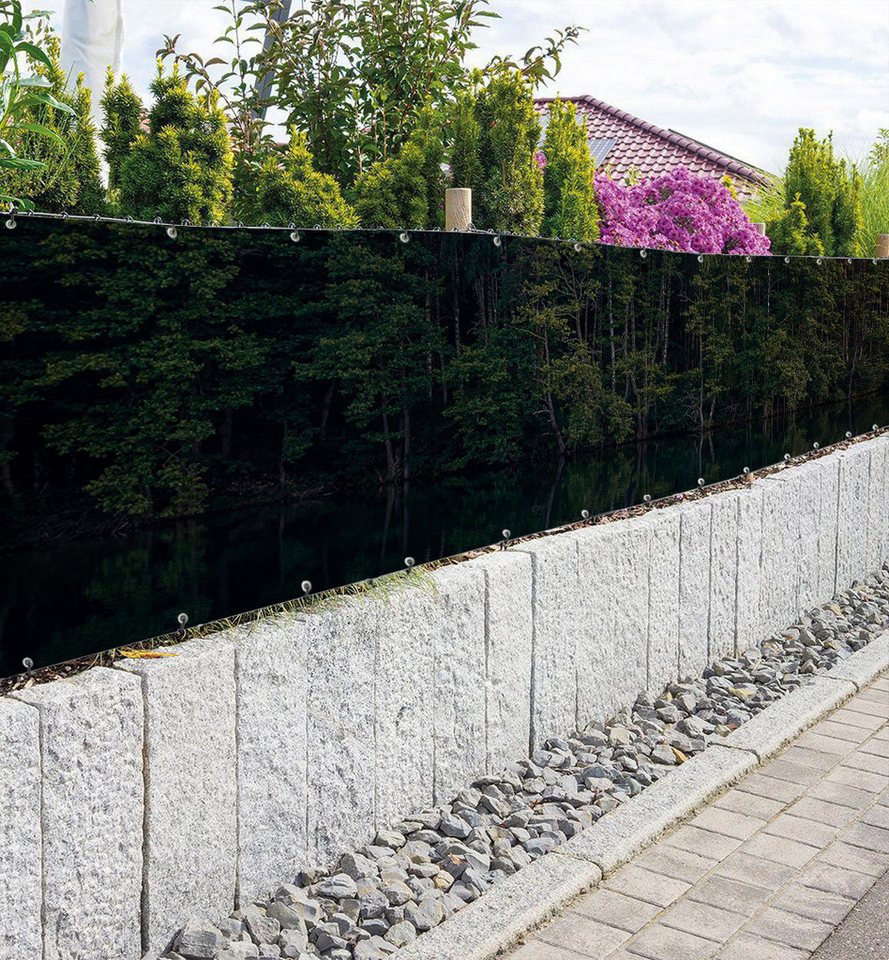 Thumbnail - MyMaxxi Sichtschutzzaunmatten Zaunbanner dichte Waldspiegelung mit See Sichtschutz Garten Zaun, (Bambus grün)