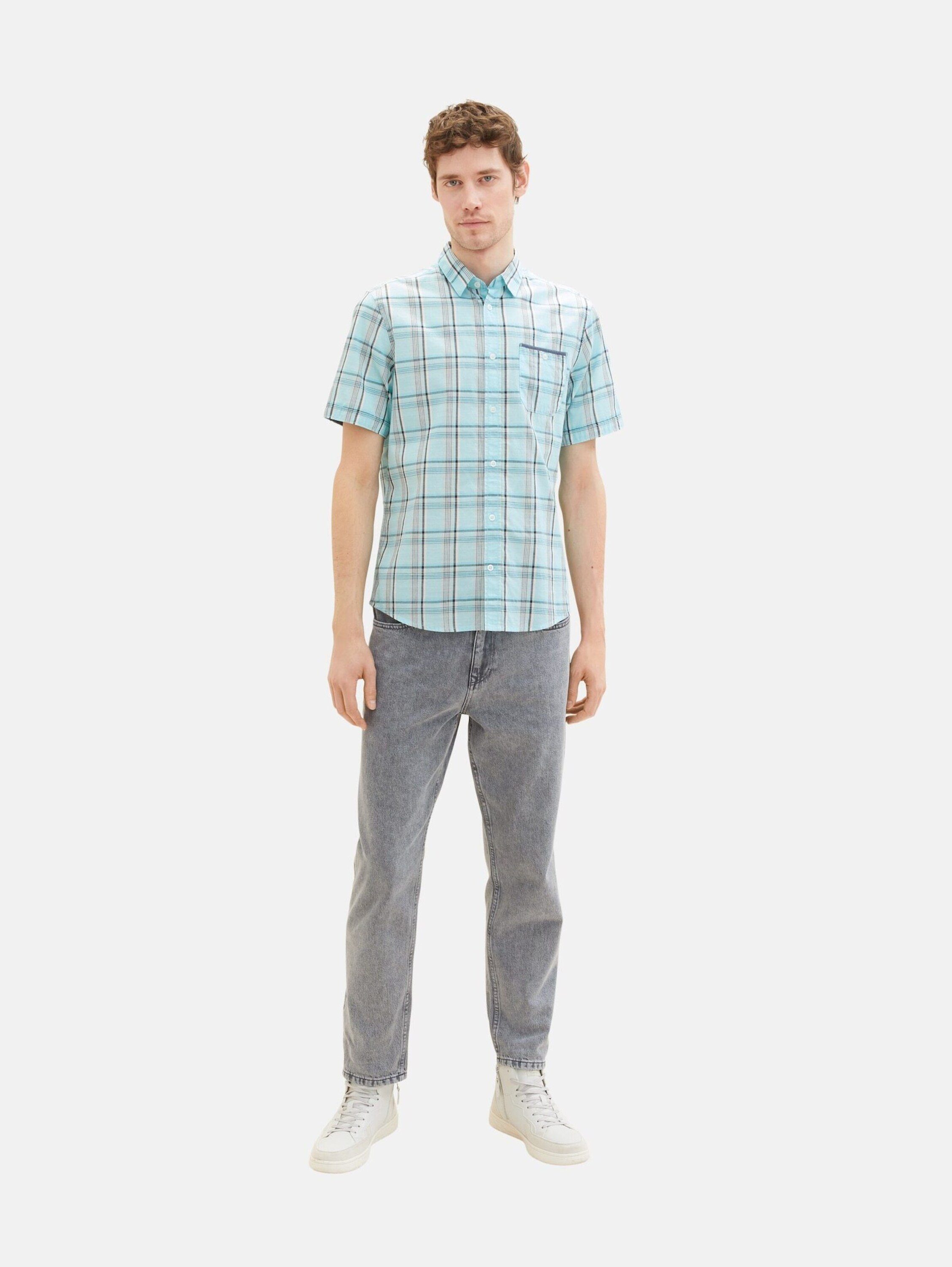 TOM TAILOR Kurzarmhemd (1-tlg) turquoise colorful check
