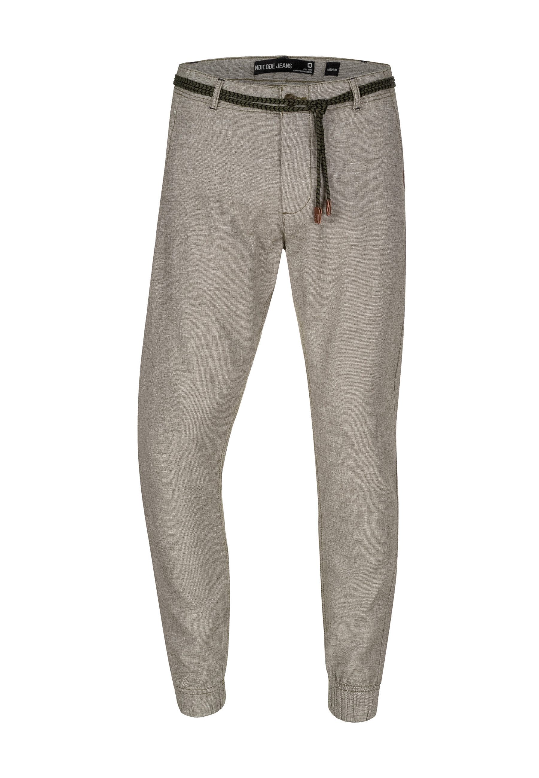 Indicode Leinenhose Blnda samt dekorativem Gürtel günstig online kaufen