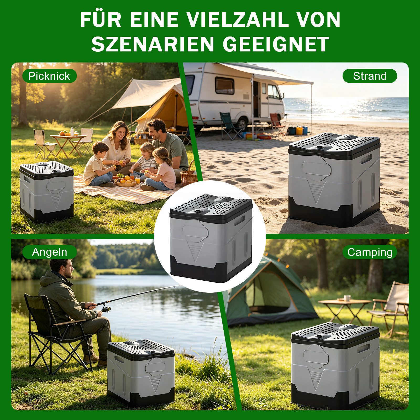 AKKEE Campingtoilette Faltbare Mobile Toilette Campingtoilette max 150 kg 20L, Für Camping und lange Reisen