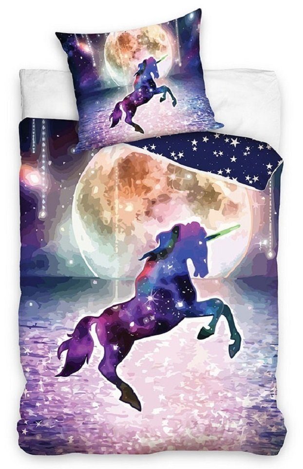 One Home Bettwäsche Unicorn Magic, Renforcé, 2 teilig, mit buntem Einhorn