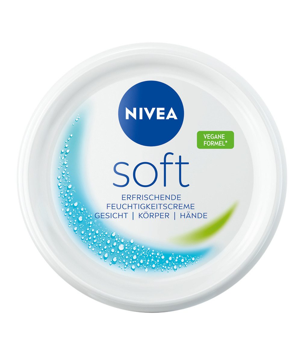 Nivea Hautcreme Soft 3 x 375ml 48h intensive Feuchtigkeit Vegane Formel Packung, 3-tlg., 48h intensive Feuchtigkeit