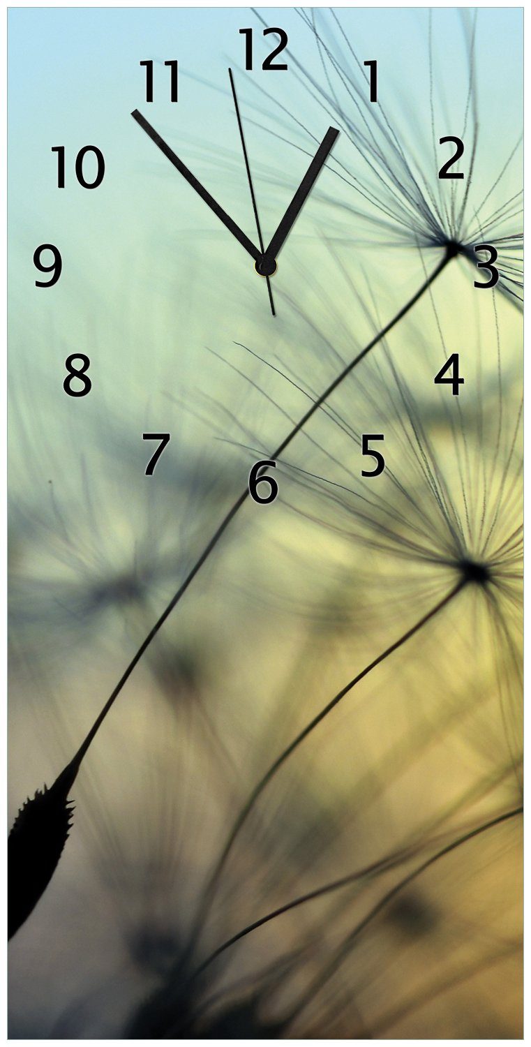 Wallario Wanduhr Samen der Pusteblume in Nahaufnahme vor blauem Himmel (Uhr aus Acryl)