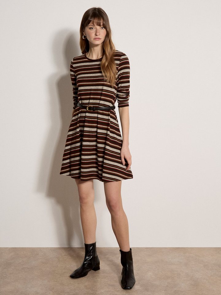 Apricot Minikleid Mini-Kleid mit Streifenmuster Einfarbig