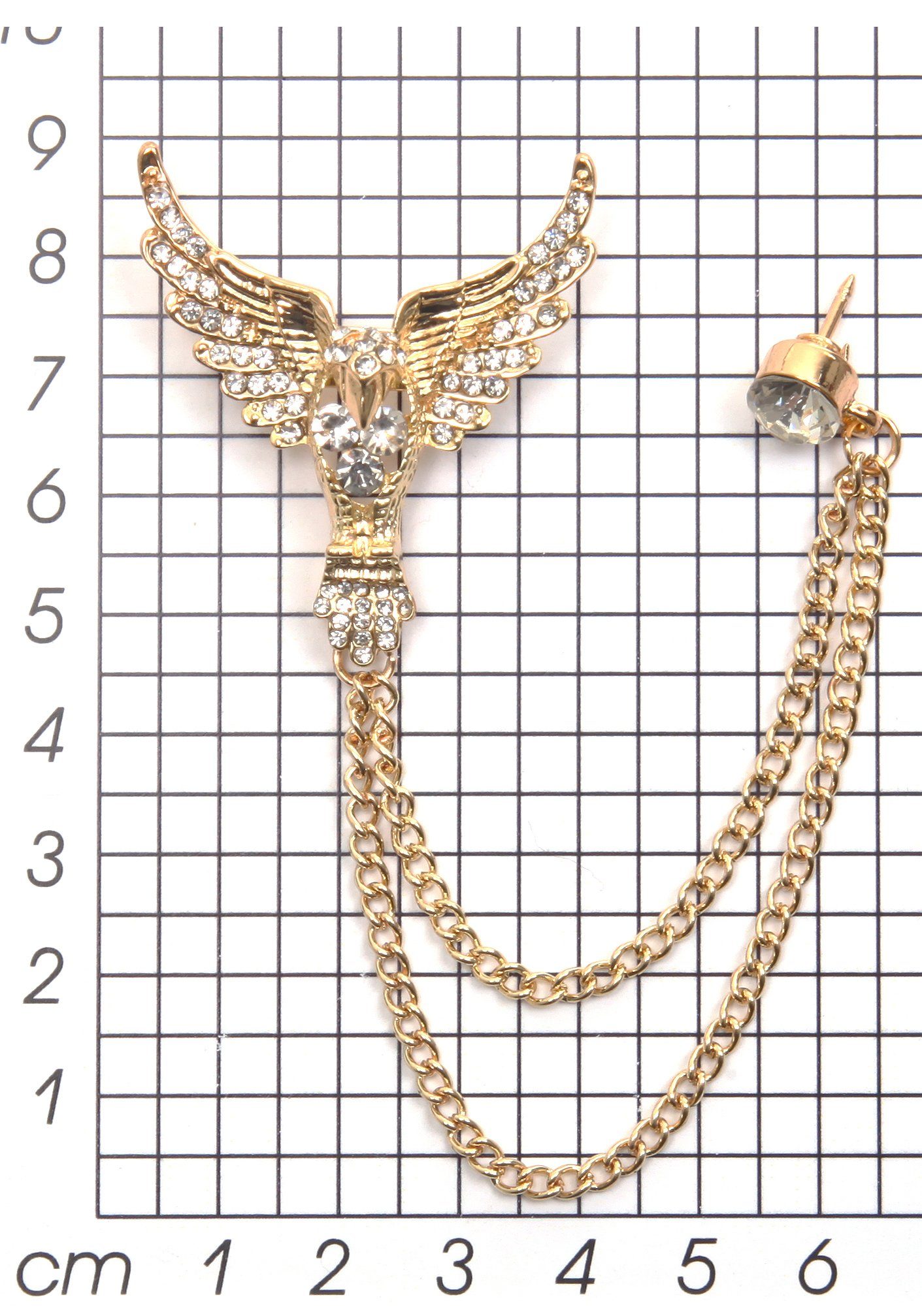 Firetti Brosche Schmuck Geschenk Ansteckschmuck Gliederkette Flügel glitzernd, mit Glasstein