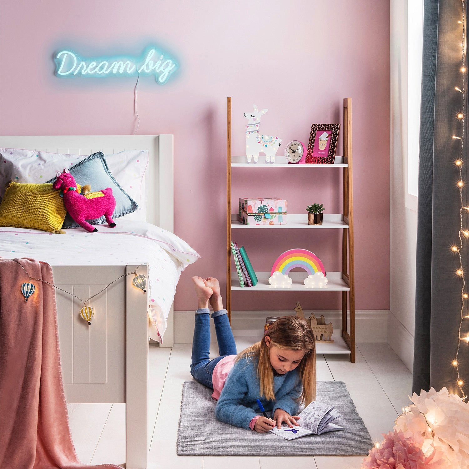 Lights4fun LED Wandleuchte LED Neon Leuchtschriftzug Dream Big – Bild 3 von 4