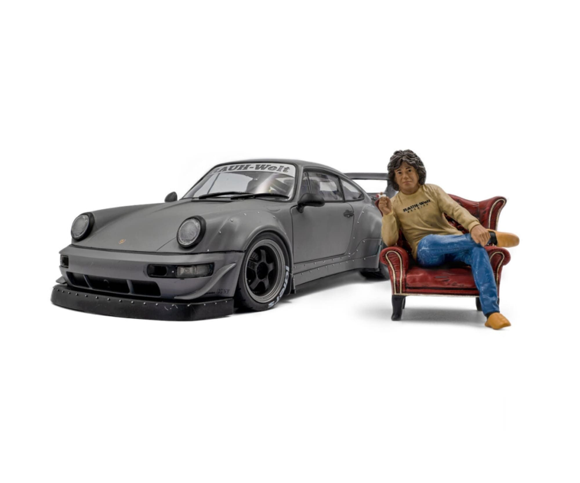 Solido Modellauto Solido 1:18 RWB Bodykit Nardo grau mit Figur