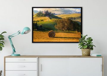 Pixxprint Leinwandbild Italienische Toskana Landschaft, Wanddekoration (1 St), Leinwandbild fertig bespannt, in einem Schattenfugen-Bilderrahmen gefasst, inkl. Zackenaufhänger