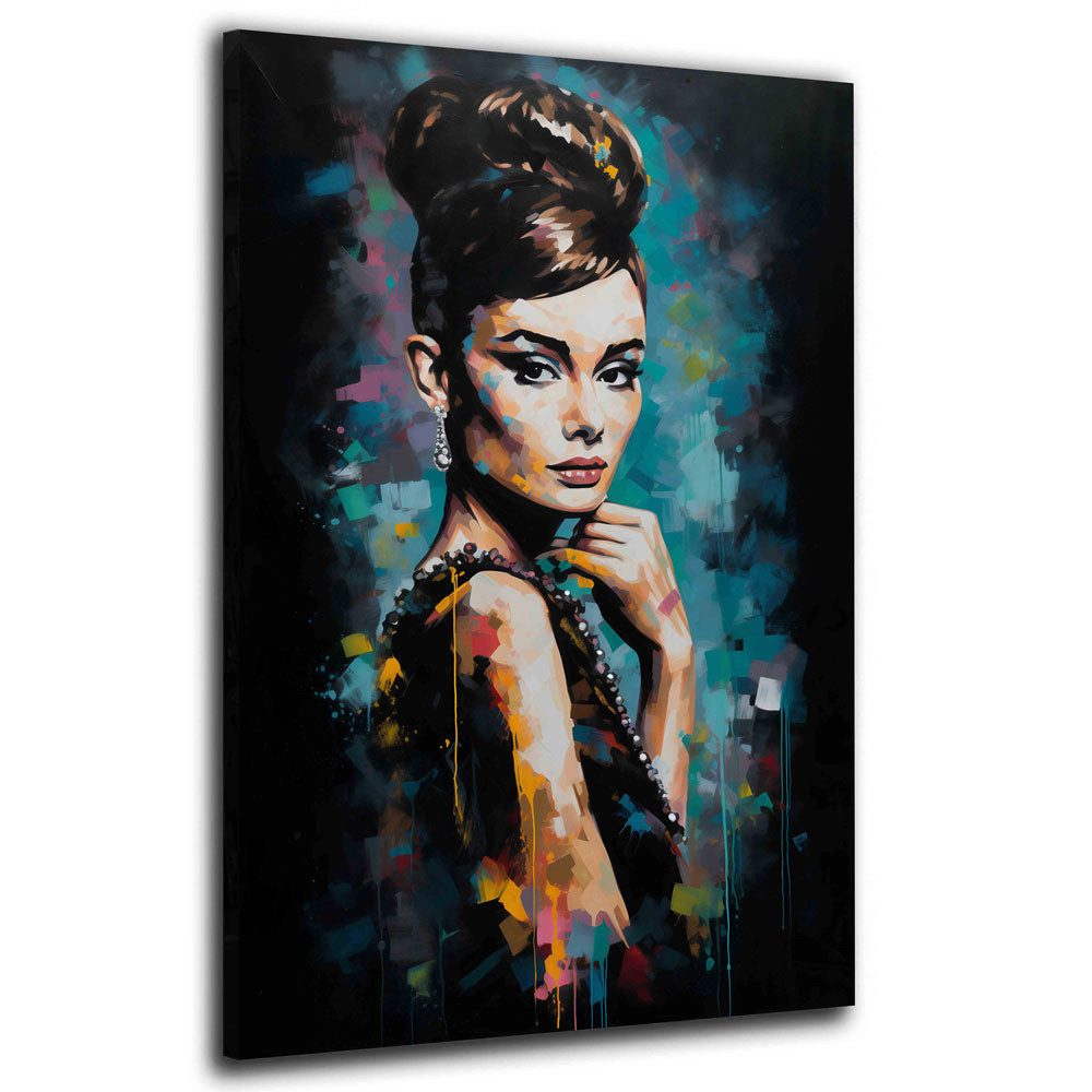 Artedinoi Leinwandbild Pop Art Audrey Porträt elegant bunt Wandbild Leinwandbild Kunstdruck X, Audrey Hepburn, elegantes Porträt
