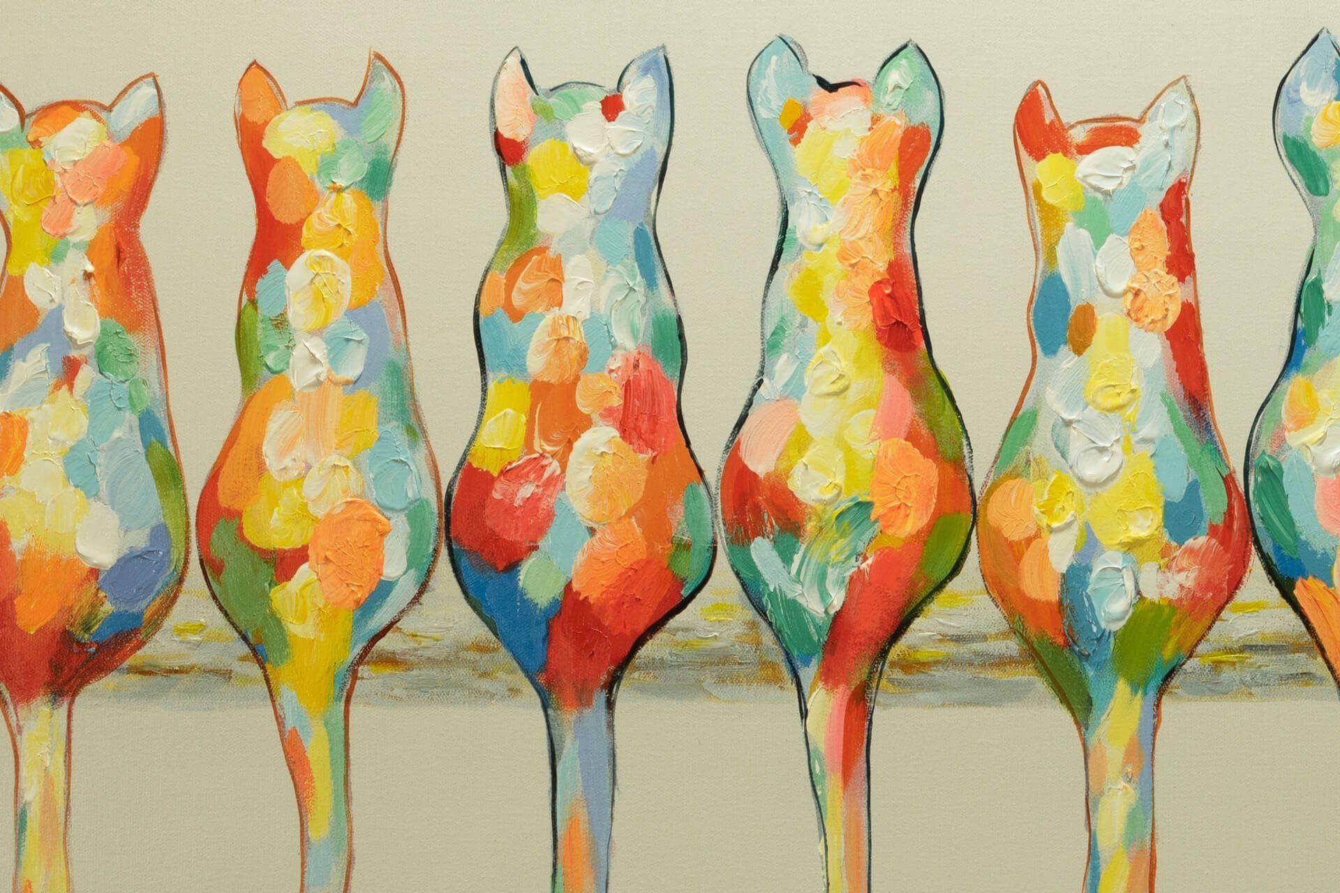 Wohnzimmer Pride Wandbild Housecats cm, 100% A Gemälde HANDGEMALT KUNSTLOFT of Leinwandbild 120x60