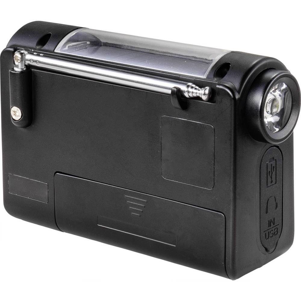 Renkforce Notfall-Kurbelradio (UKW/MW/KW RF-4694806 Radio (wiederaufladbar, Solarpanel, Handkurbel, Weckfunktion, Taschenlampe)