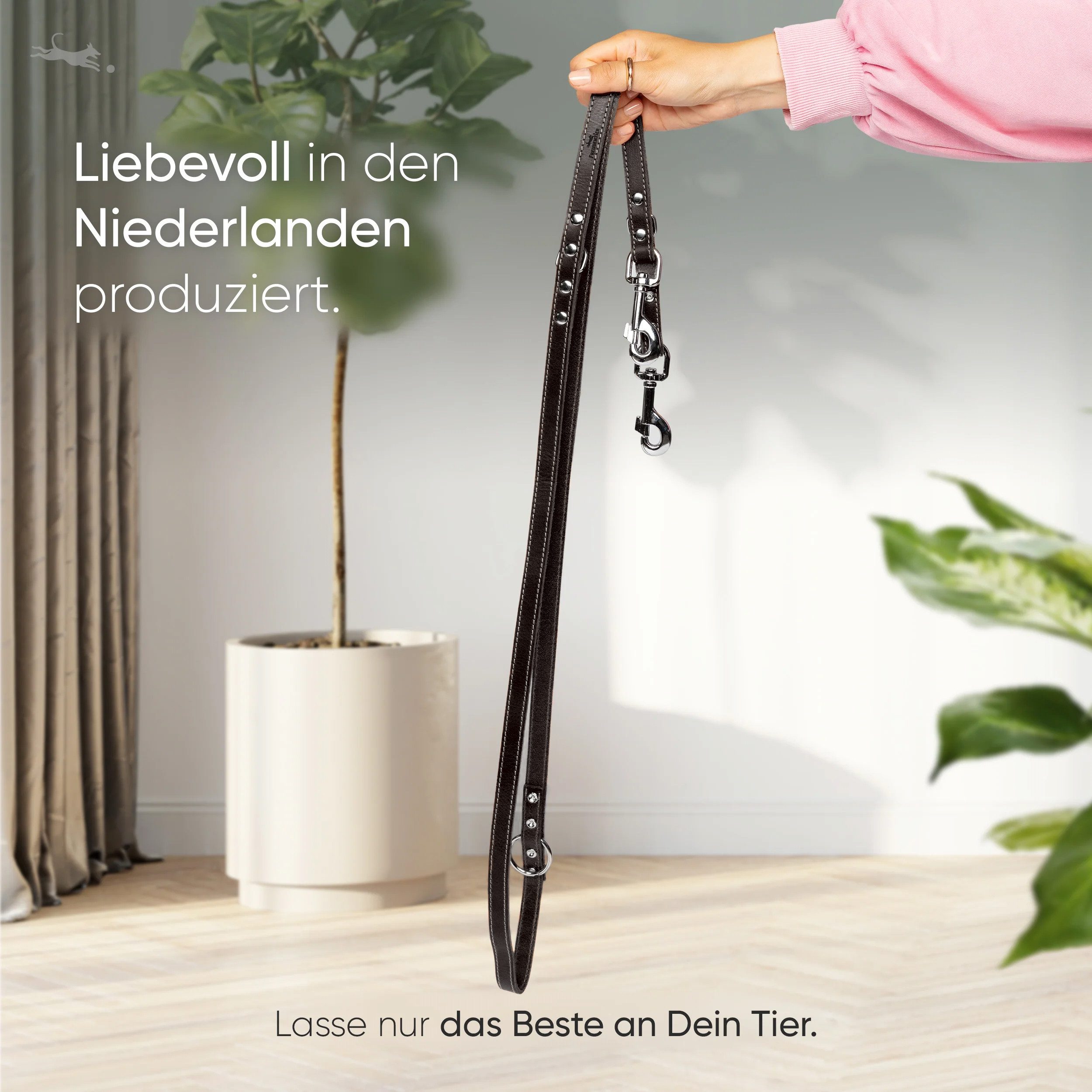 Freudentier Hundeleine Hundeleine aus Leder, 2m lang & 3-fach verstellbar – Bild 2 von 4